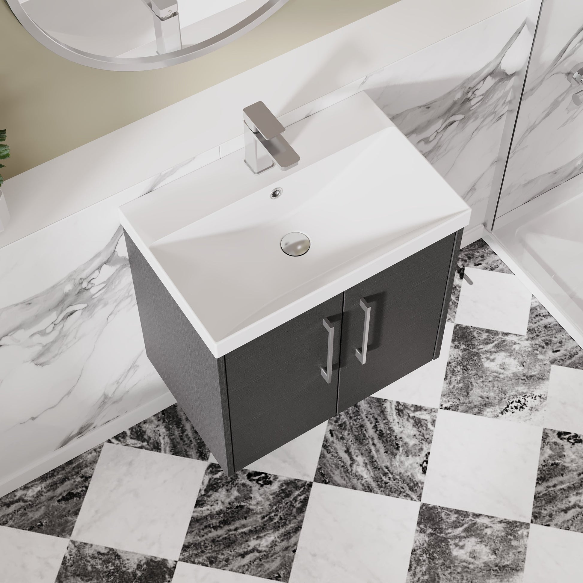 Hudson Reed Juno 600mm Wall Hung 2 Door Vanity Unit with 1 Tap Hole Basin