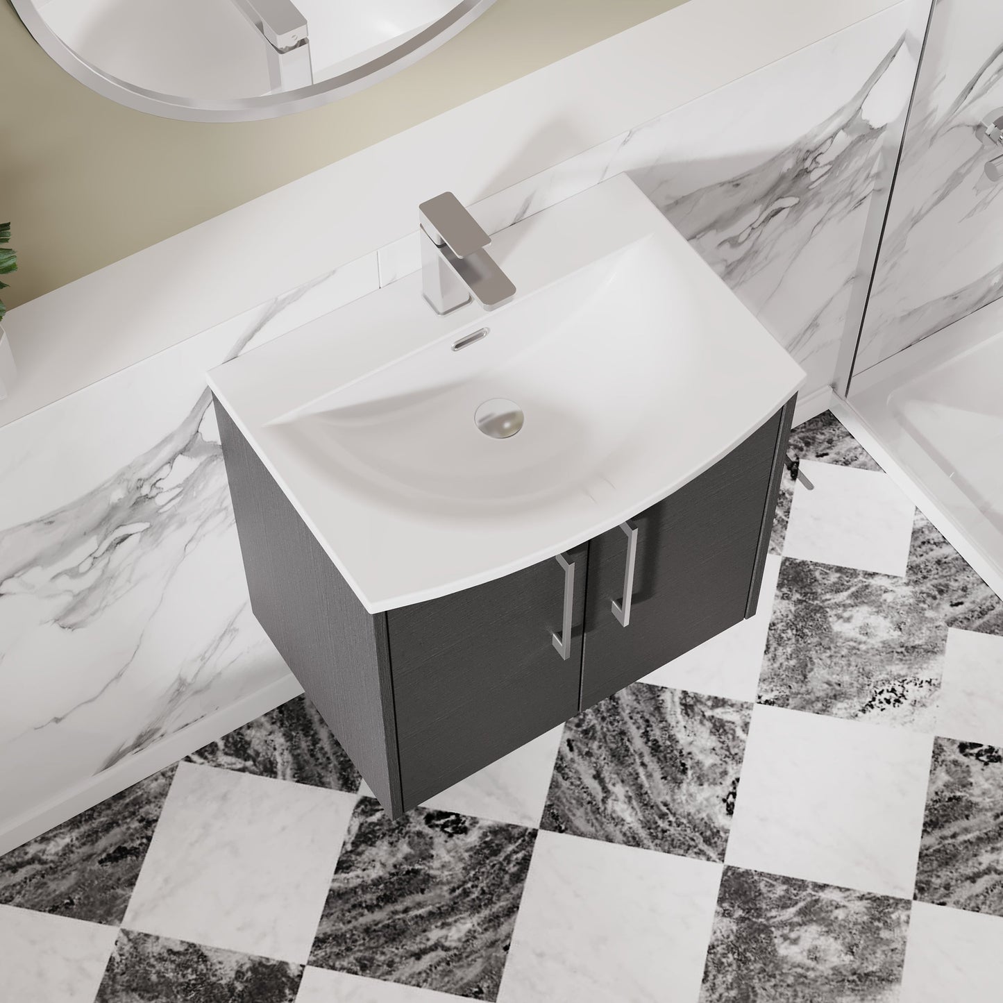 Hudson Reed Juno 600mm Wall Hung 2-Door Vanity Unit With 1 Tap Hole Basin