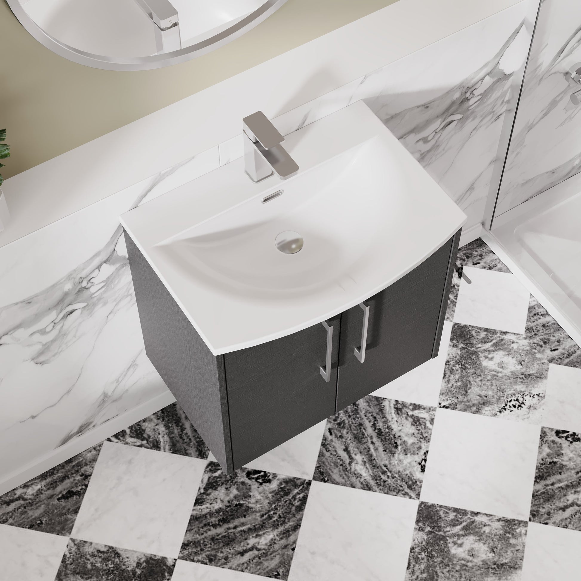 Hudson Reed Juno 600mm Wall Hung 2-Door Vanity Unit With 1 Tap Hole Basin