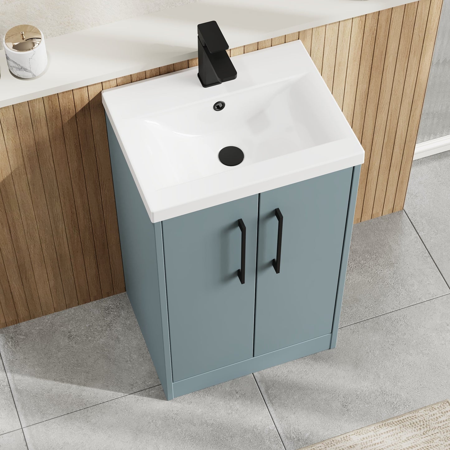 Hudson Reed Juno 500mm Floor Standing 2-Door Vanity Unit with 1 Tap Hole Basin