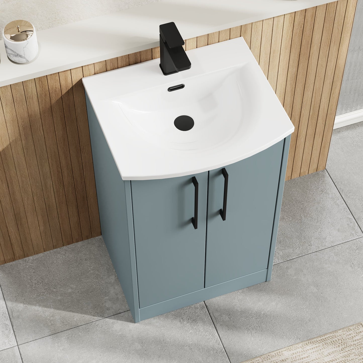 Hudson Reed Juno 500mm Floor Standing 2-Door Vanity Unit With 1 Tap Hole Basin