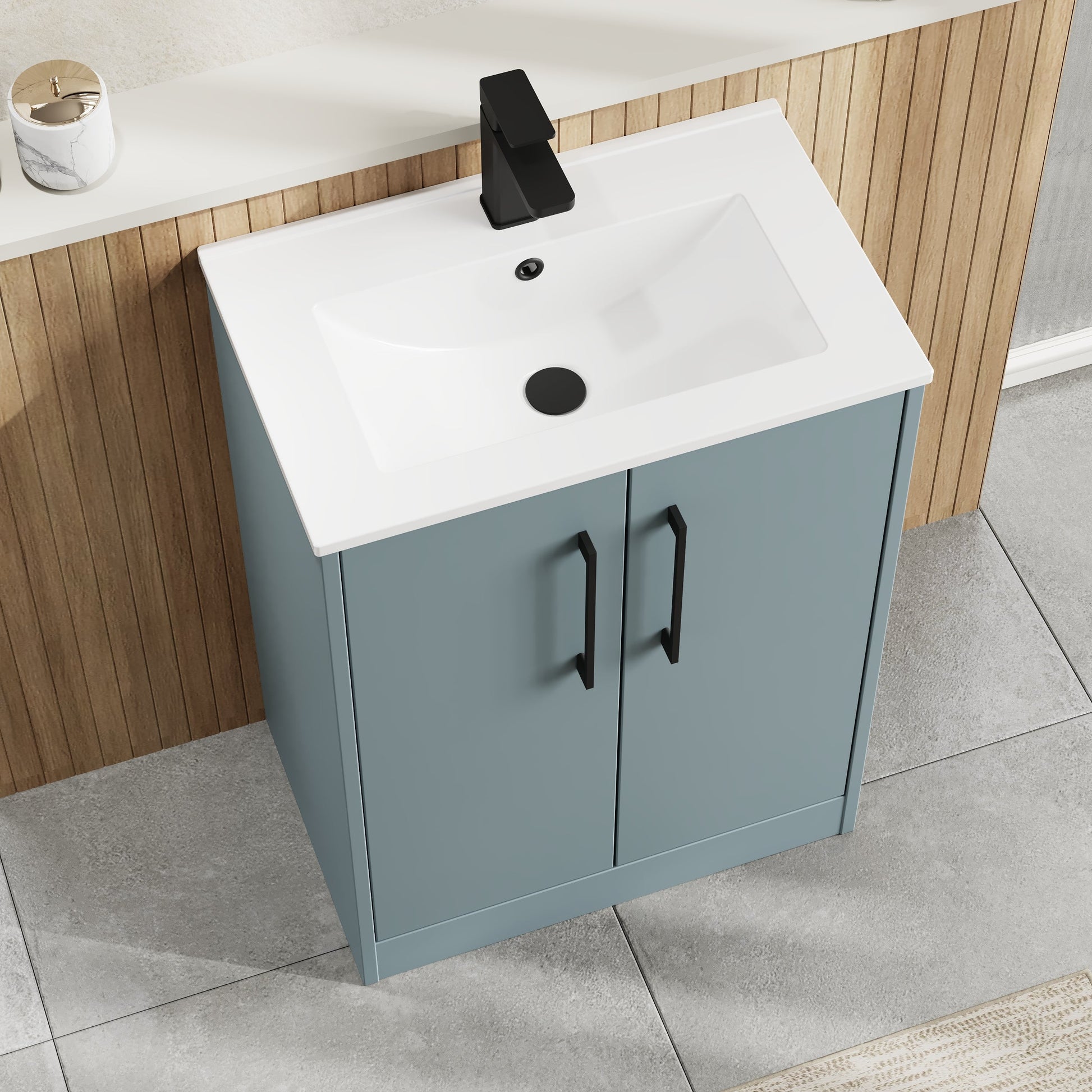 Hudson Reed Juno 600mm Floor Standing 2-Door Vanity Unit With 1 Tap Hole Basin