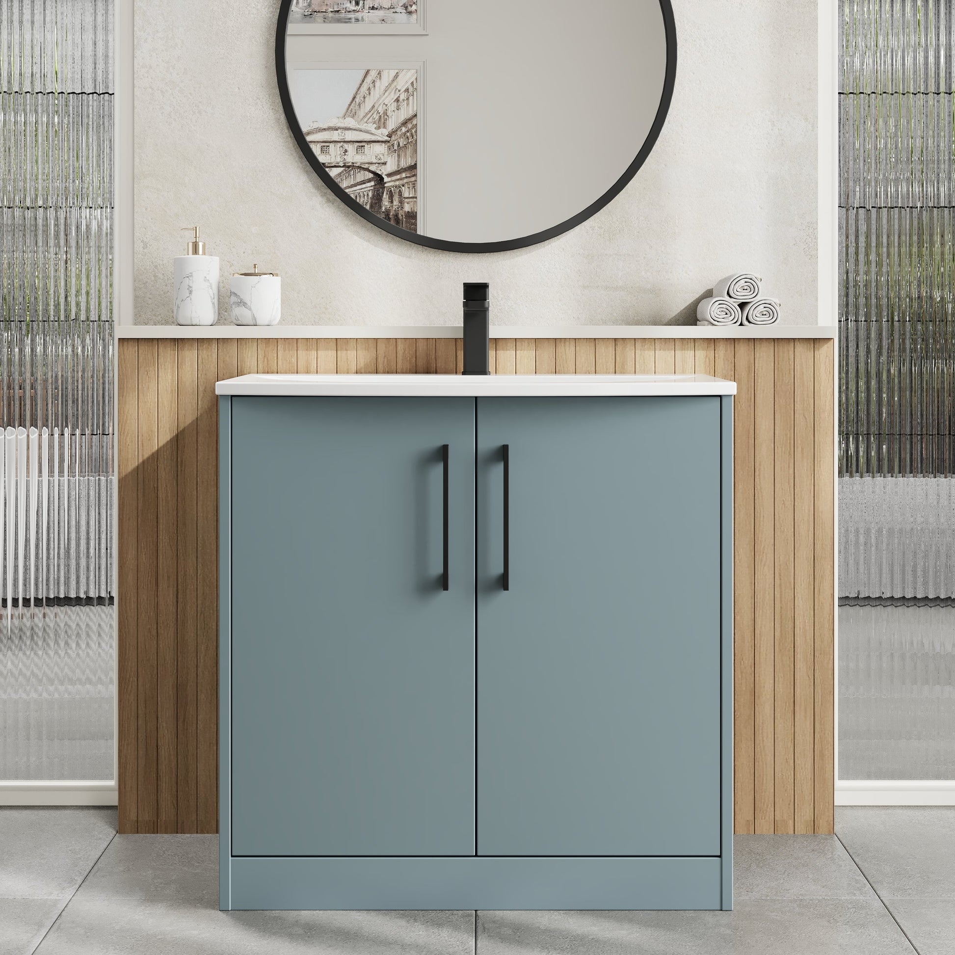 Hudson Reed Juno 800mm Floor Standing 2-Door Vanity Unit with 1 Tap Hole Basin