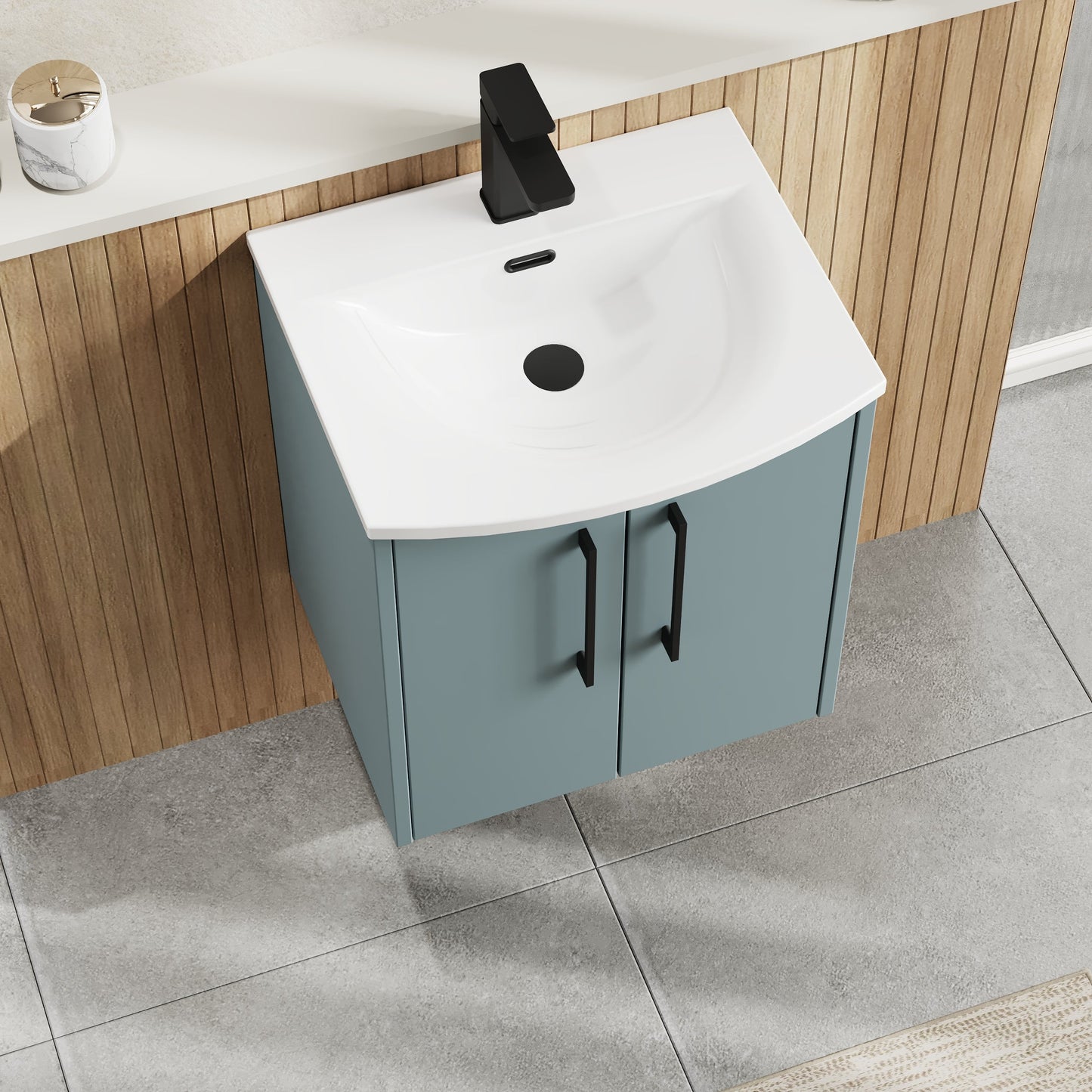 Hudson Reed Juno 500mm Coastal Grey Wall Hung 2-Door Vanity Unit with 1 Tap Hole Basin