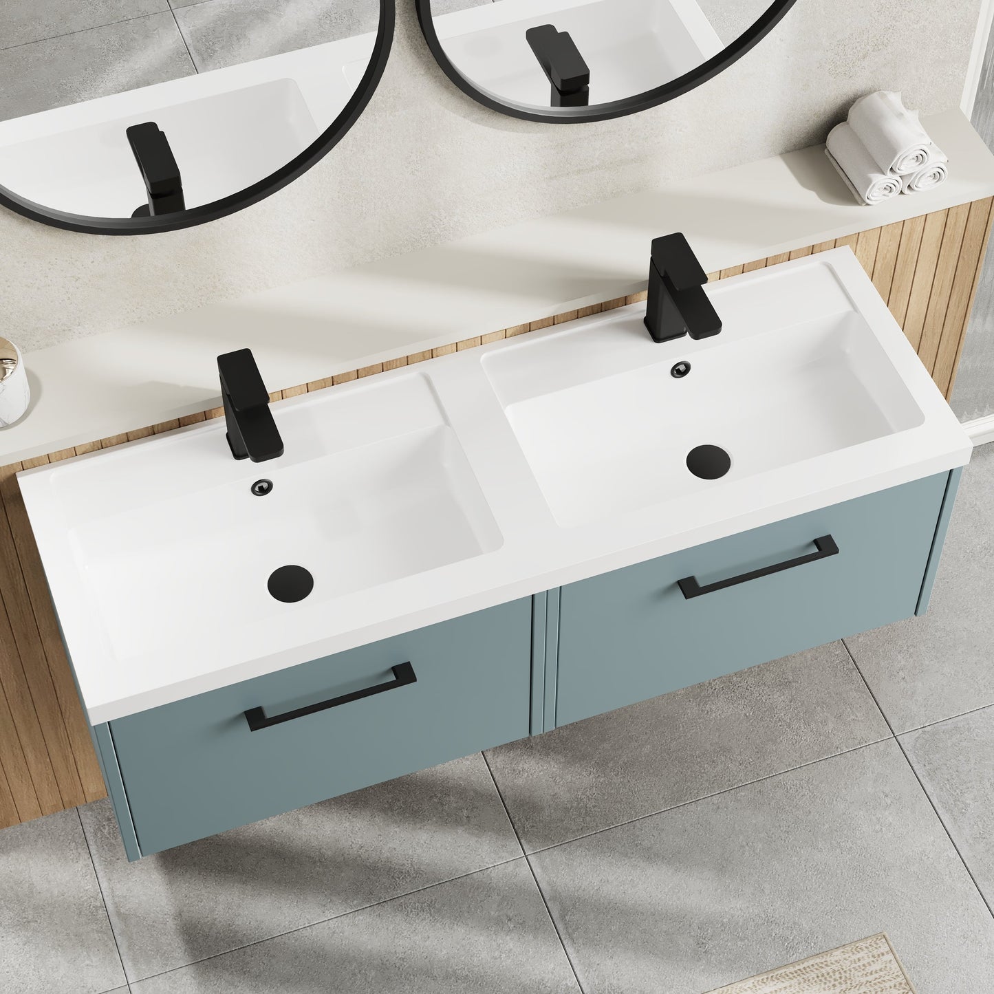 Hudson Reed Juno 1205mm Coastal Grey Wall Hung 2-Drawer Vanity & Double Basin