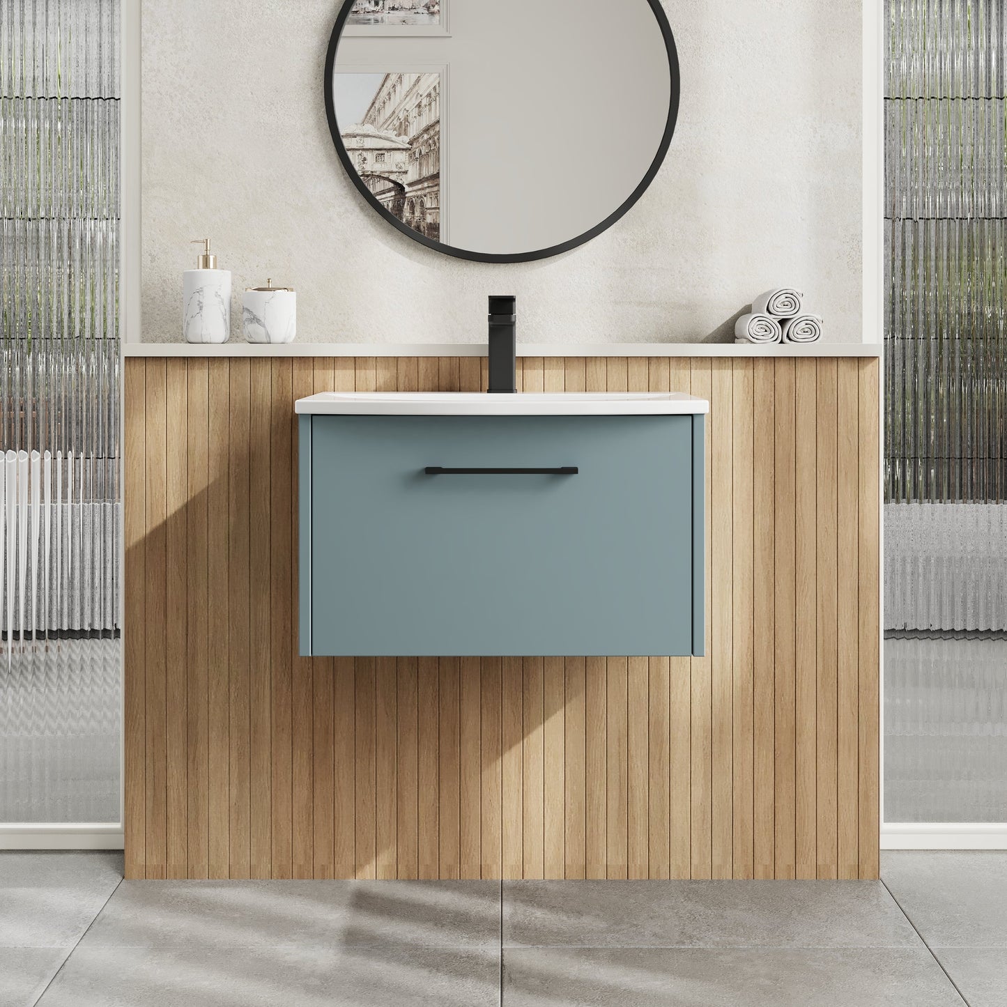 Hudson Reed Juno 600mm Wall Hung Single Drawer Vanity Unit & Basin