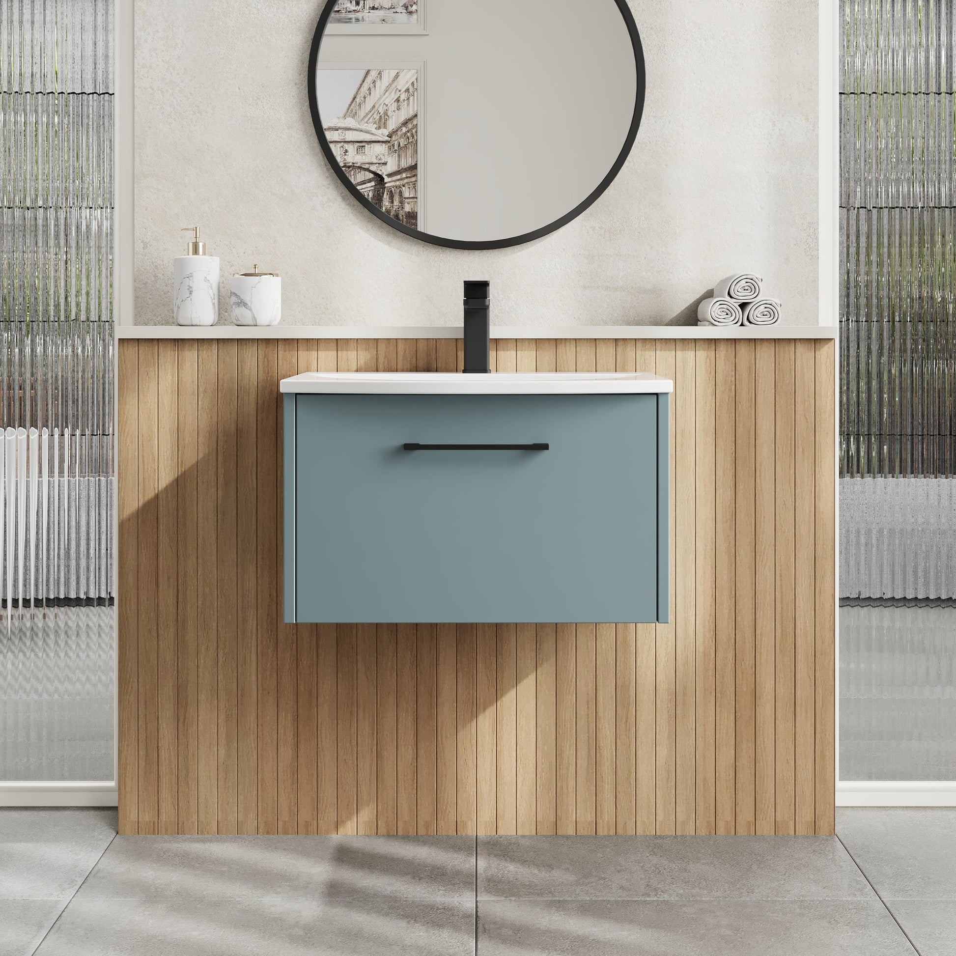 Hudson Reed Juno 600mm Wall Hung Single Drawer Vanity Unit & Basin