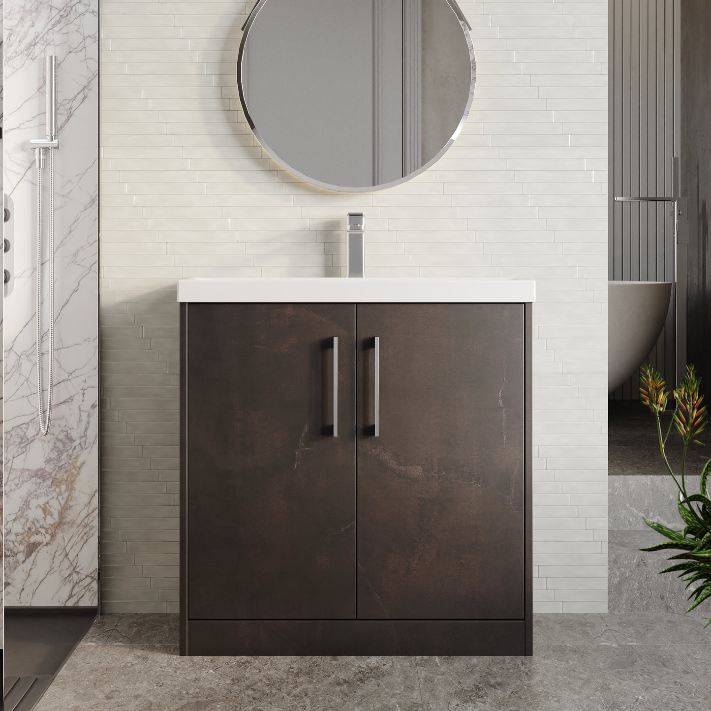 Hudson Reed Juno 800mm Floor Standing 2 Door Vanity Unit With Thin-Edge Ceramic Basin