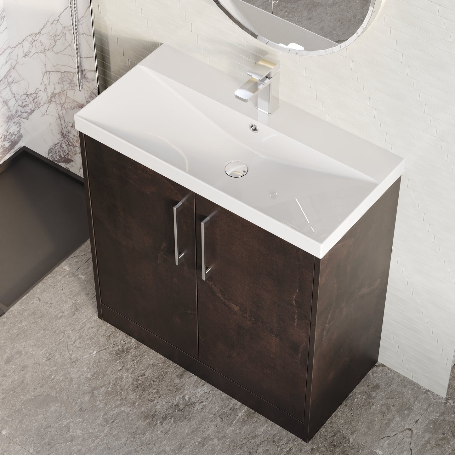 Hudson Reed Juno 800mm Floor Standing 2 Door Vanity Unit With Thin-Edge Ceramic Basin