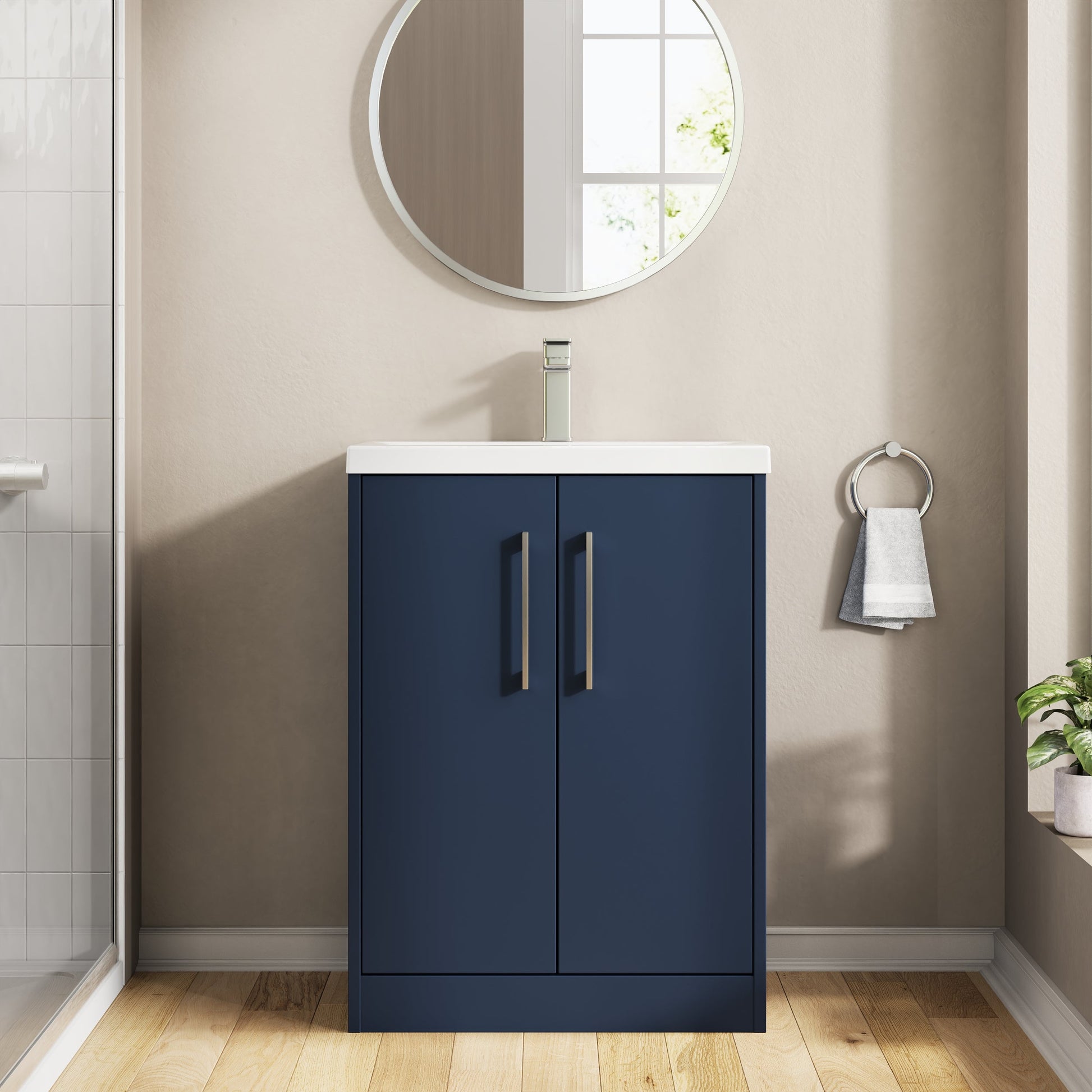 Hudson Reed Juno 600mm Floor Standing 2-Door Vanity & Basin With Handles