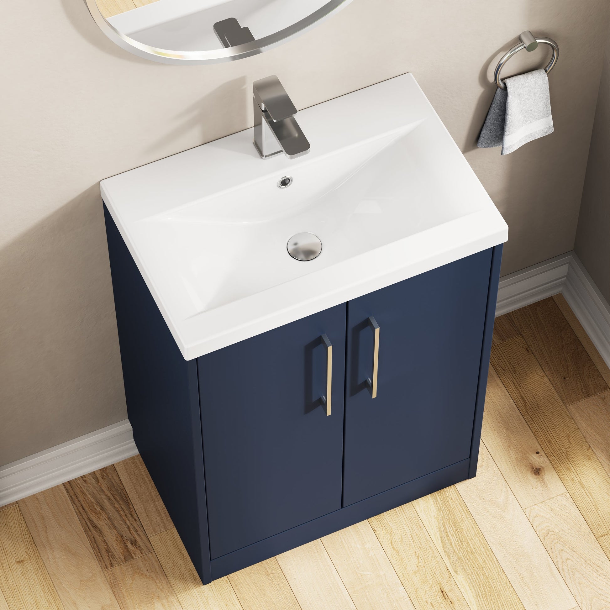 Hudson Reed Juno 600mm Floor Standing 2-Door Vanity & Basin With Handles