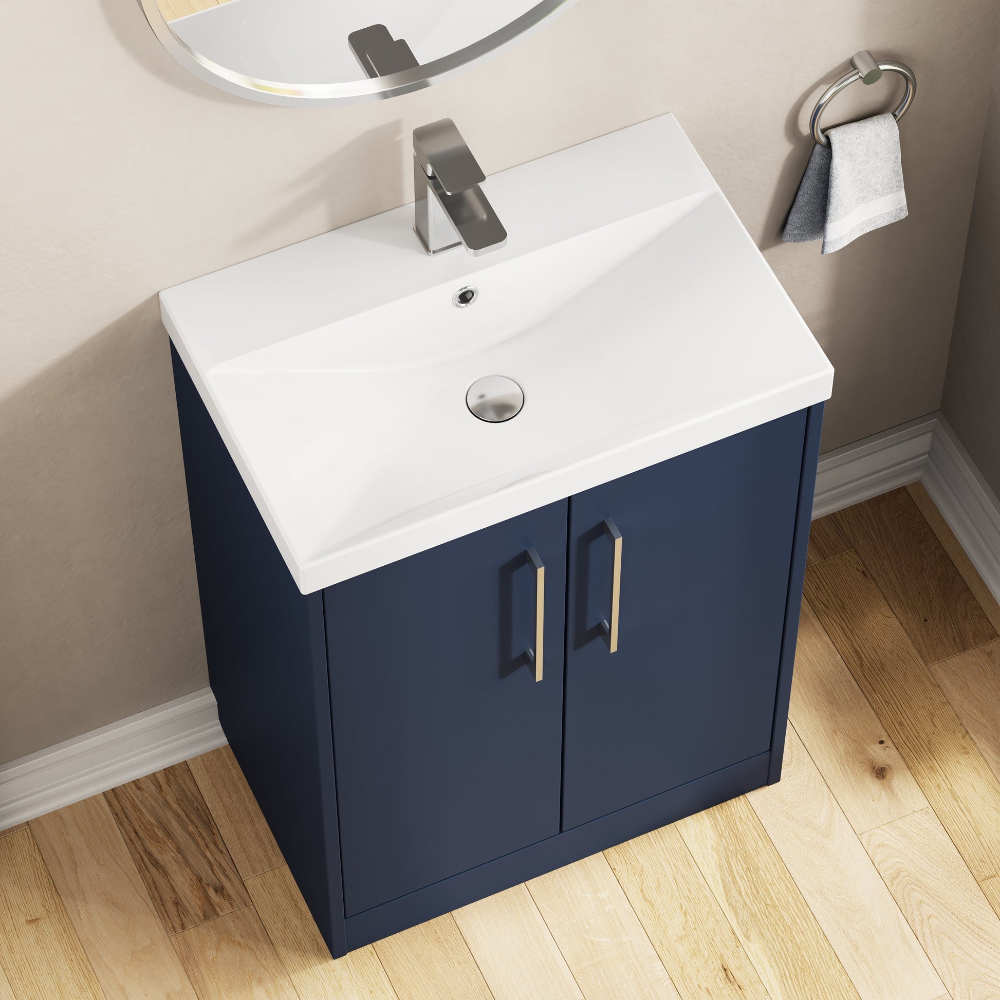 Hudson Reed Juno 600mm Floor Standing 2-Door Vanity & Basin With Soft Close Doors