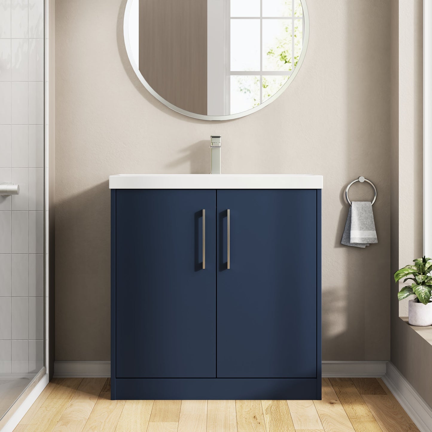 Hudson Reed Juno 800mm Floor Standing 2-Door Vanity & Basin With Soft Close Doors & 1 Tap Hole