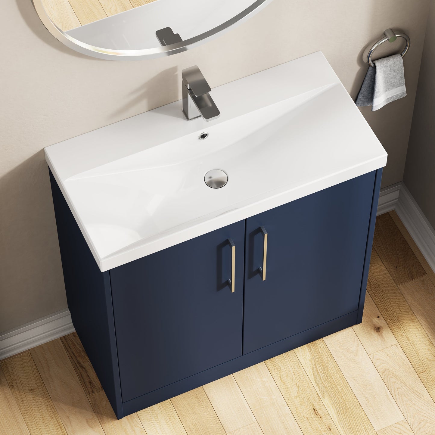 Hudson Reed Juno 800mm Floor Standing 2-Door Vanity & Basin With Soft Close Doors & 1 Tap Hole