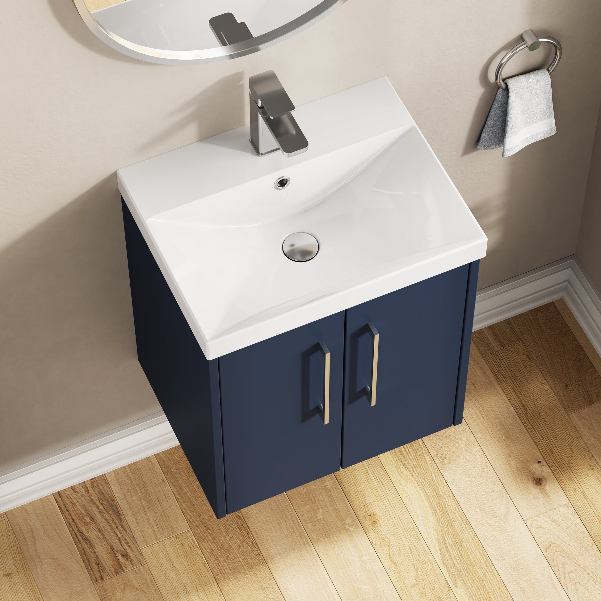 Hudson Reed Juno 510mm Wall Hung 2-Door Vanity & Basin With Soft Close Drawers