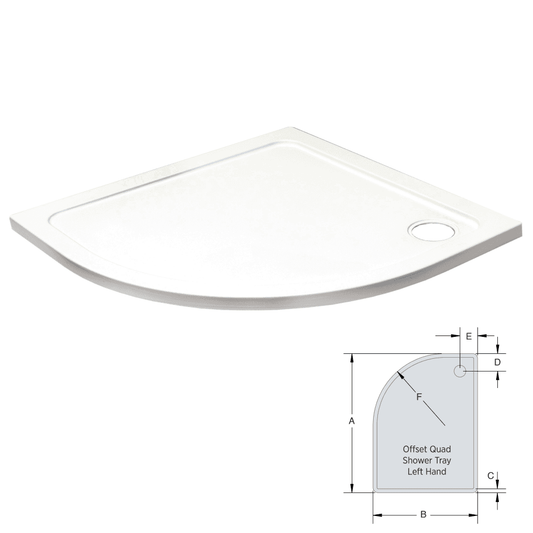 K-Vit 900 x 800mm LH Quadrant Low Profile Tray