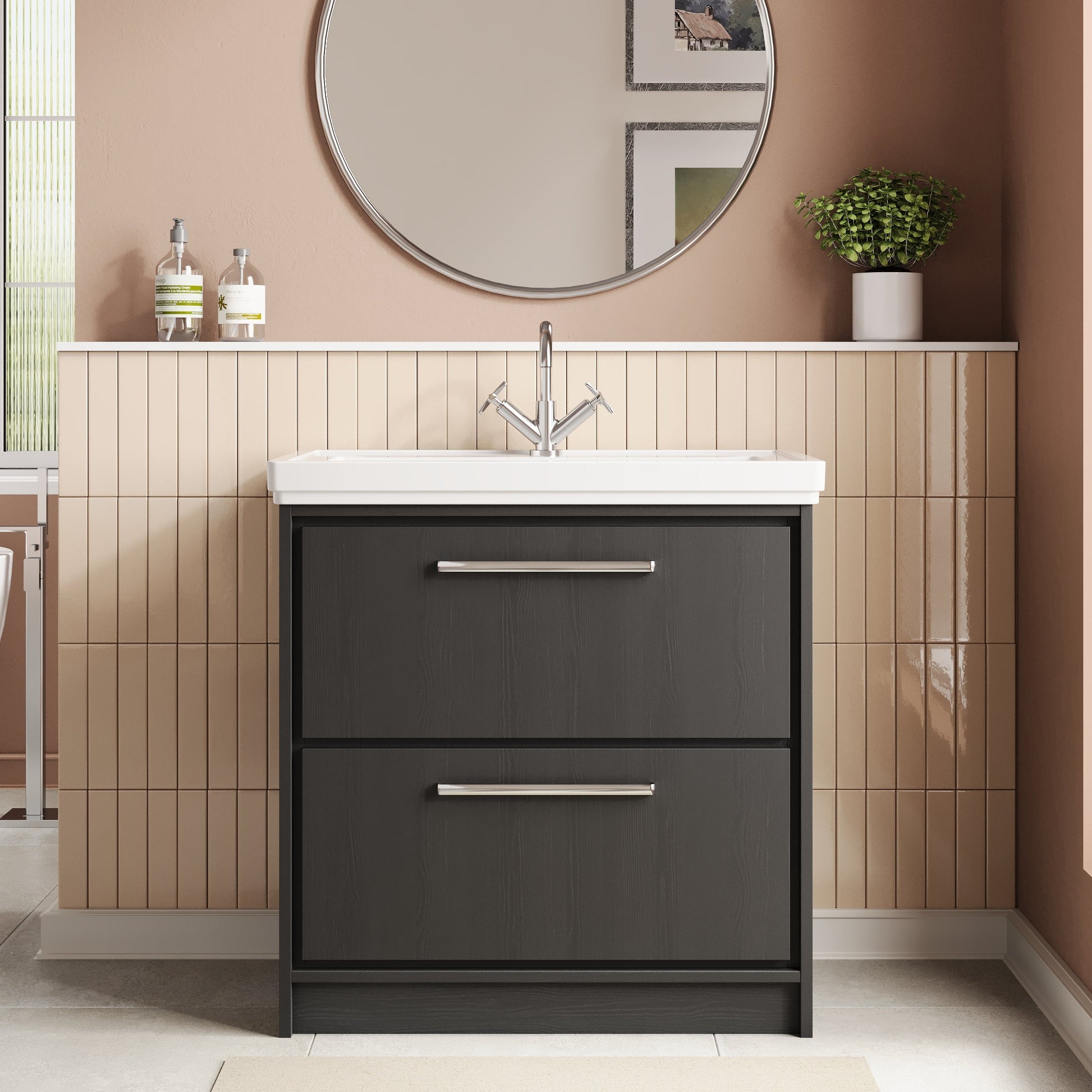 Lille 800mm Floor Standing 2-Drawer Vanity with Basin - 1 Tap Hole
