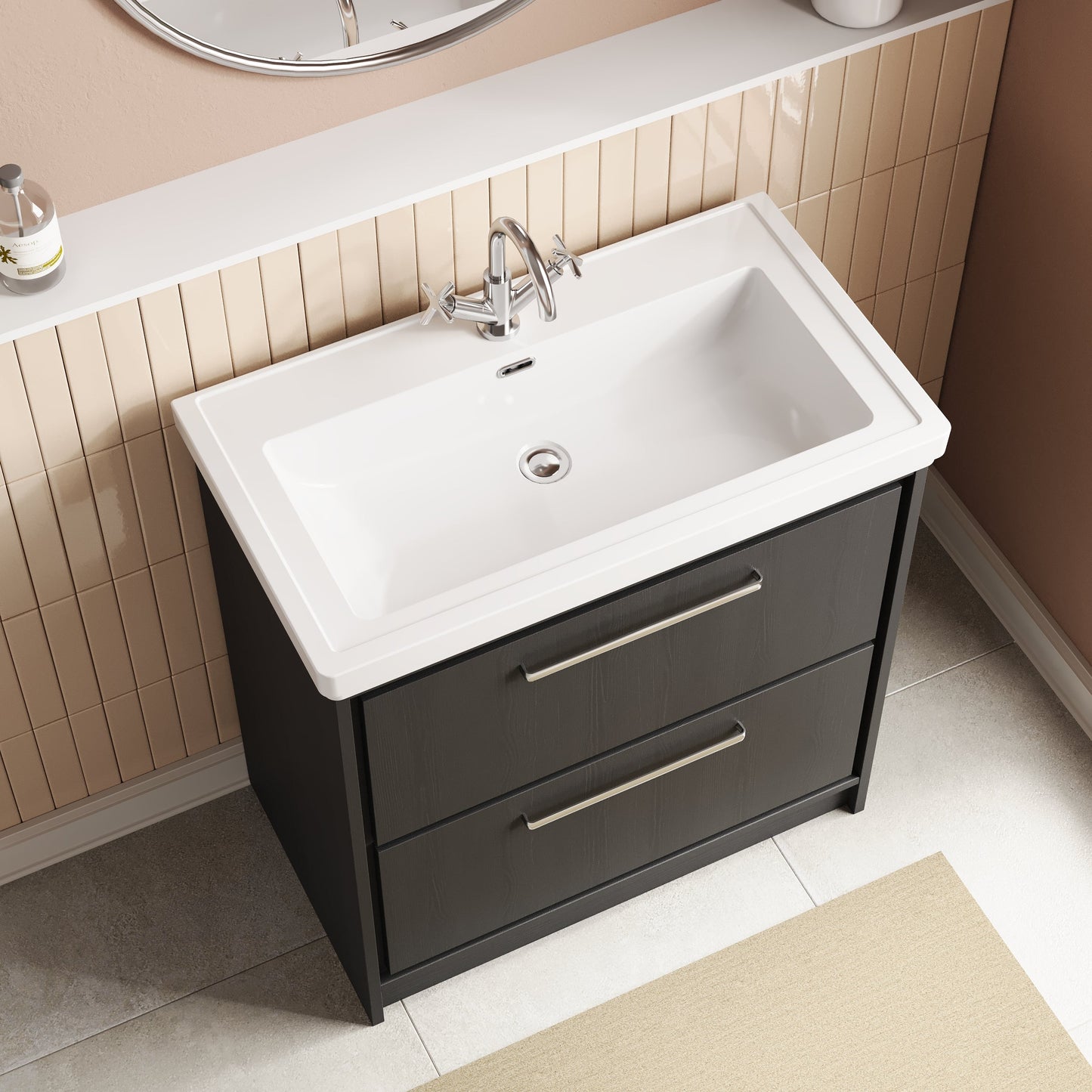 Lille 800mm Floor Standing 2-Drawer Vanity with Basin - 1 Tap Hole