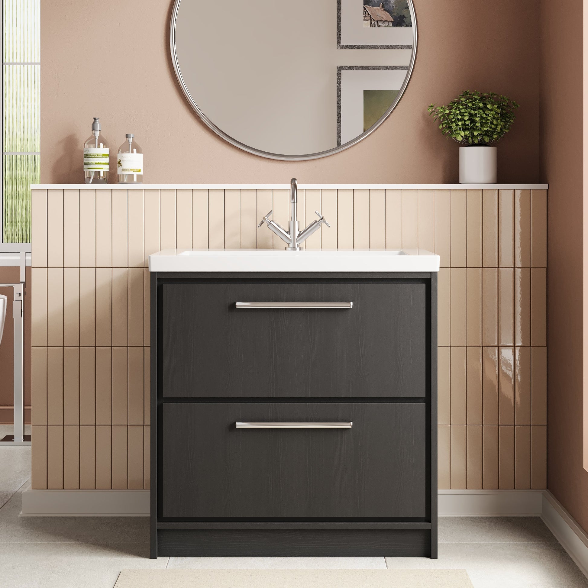 Lille 800mm Floor Standing 2-Drawer Vanity with Basin - 1 Tap Hole