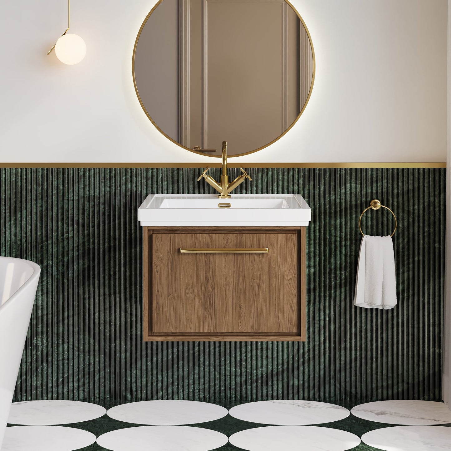 Lille 600mm Wall Hung Single Drawer Vanity with Basin - 1 Tap Hole