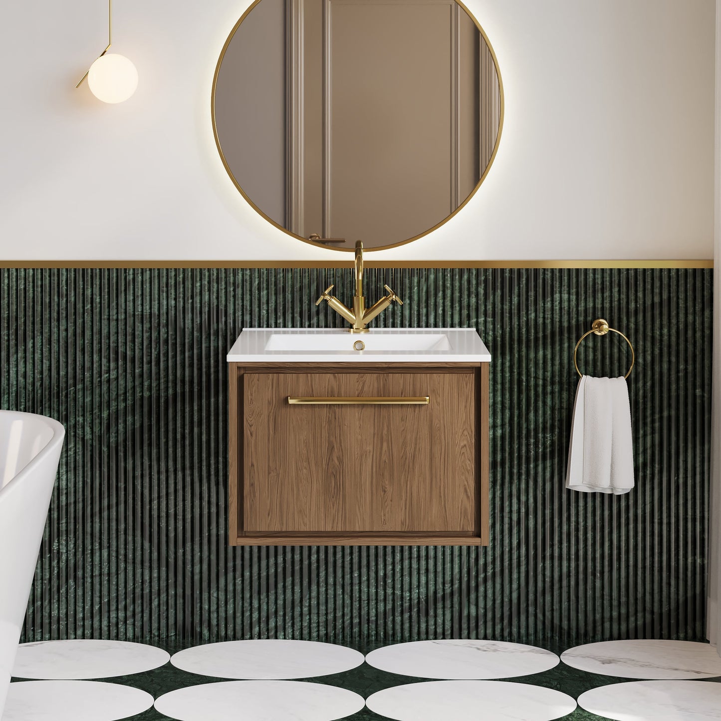 Lille 600mm Wall Hung Single Drawer Vanity with Basin - 1 Tap Hole