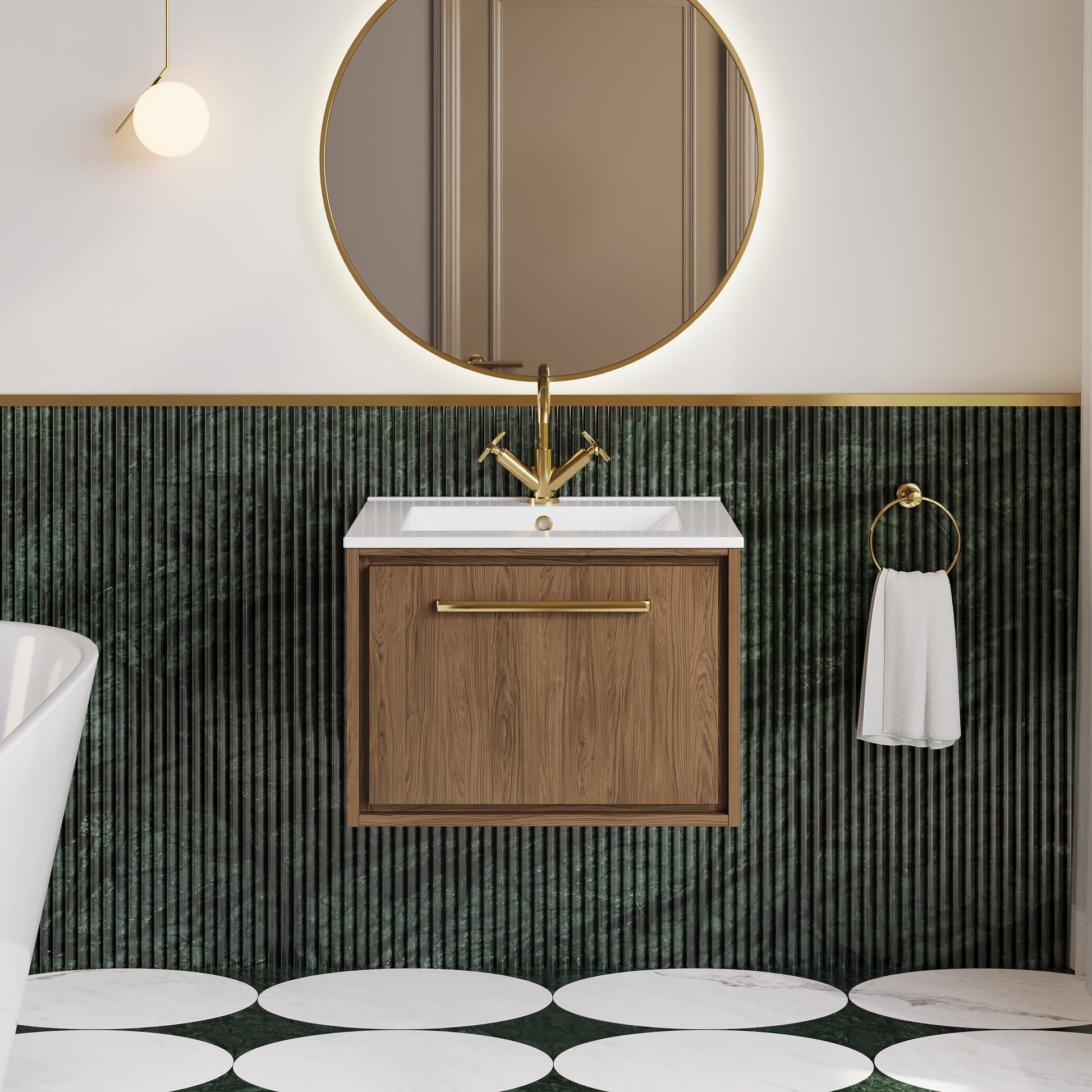 Lille 600mm Wall Hung Single Drawer Vanity with Basin - 1 Tap Hole