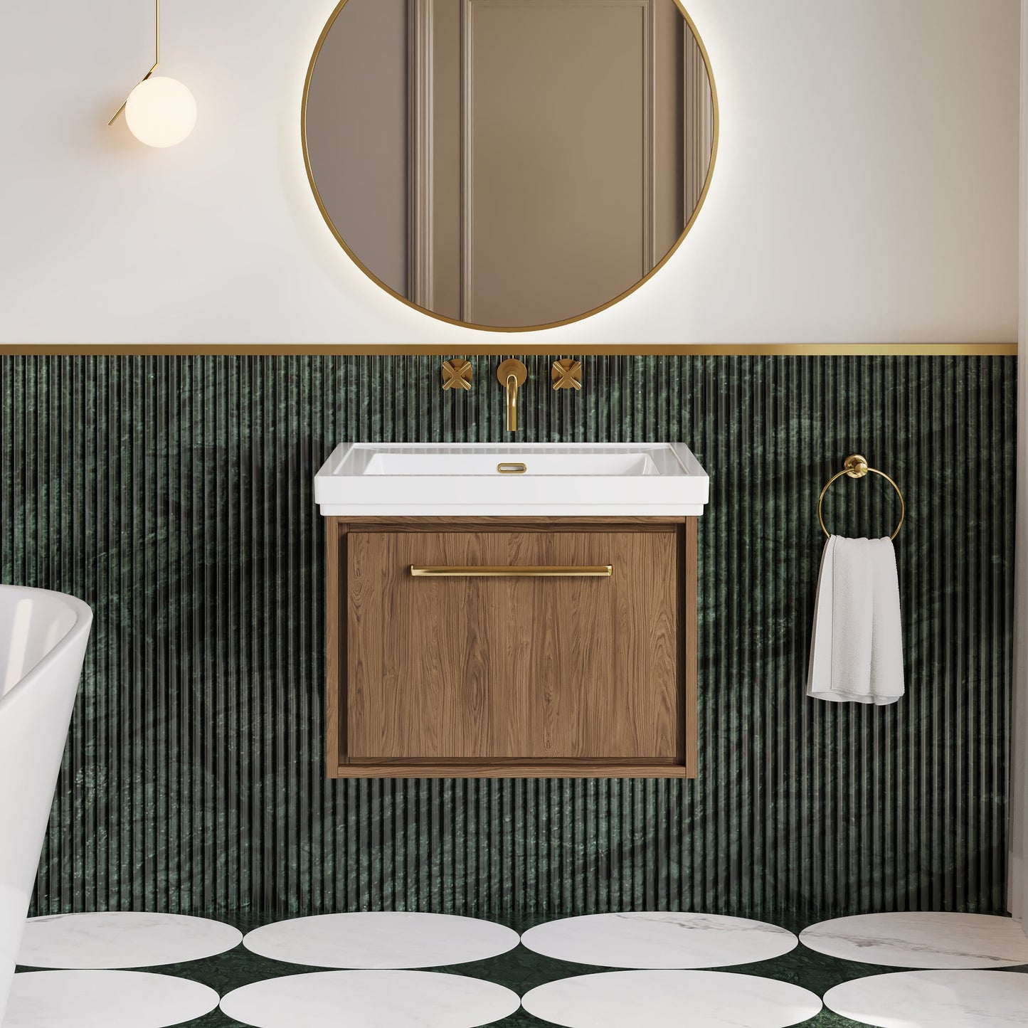Lille 600mm Wall Hung Single Drawer Vanity with Basin - 0 Tap Hole