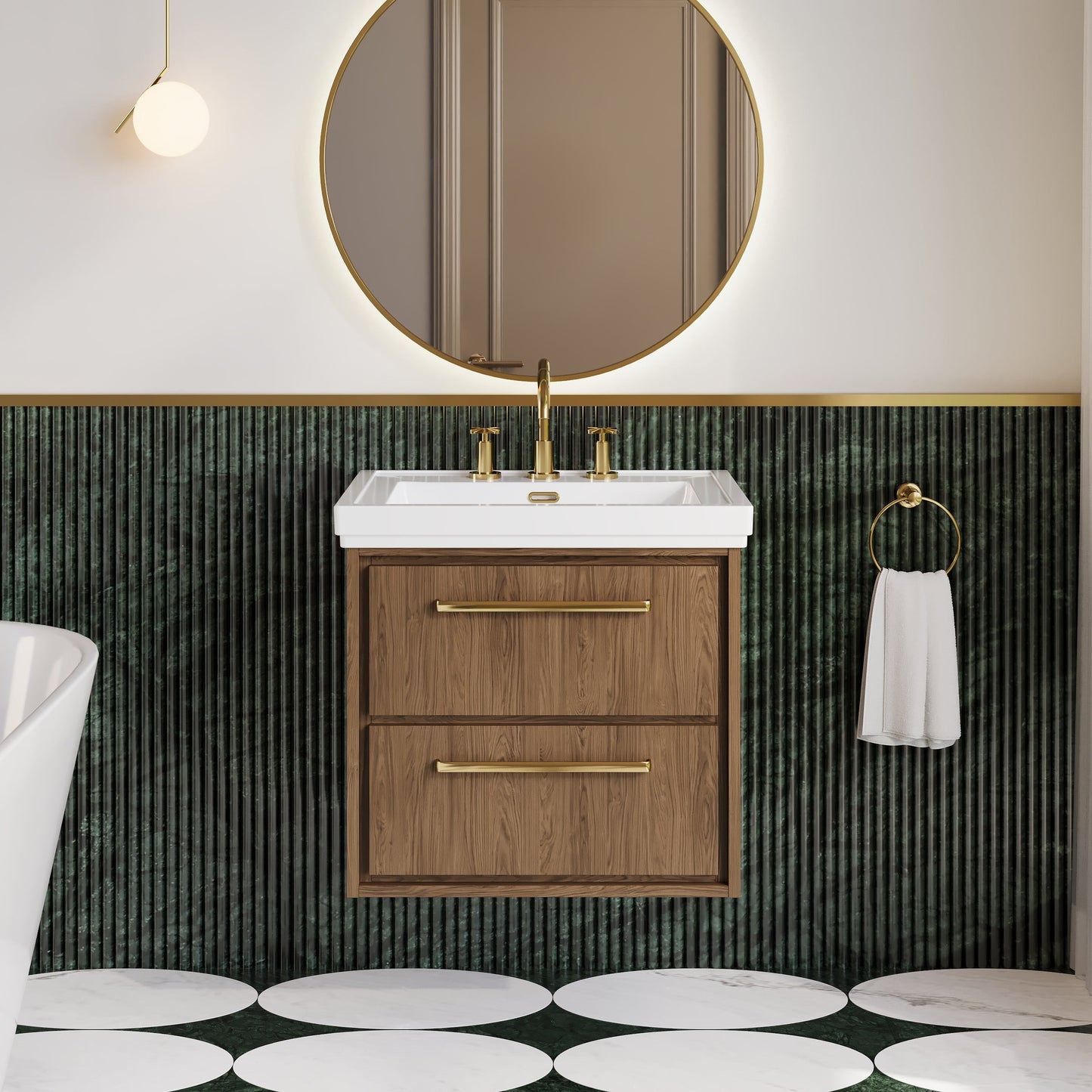 Lille 600mm Wall Hung 2-Drawer Vanity with Basin - 3 Tap Hole