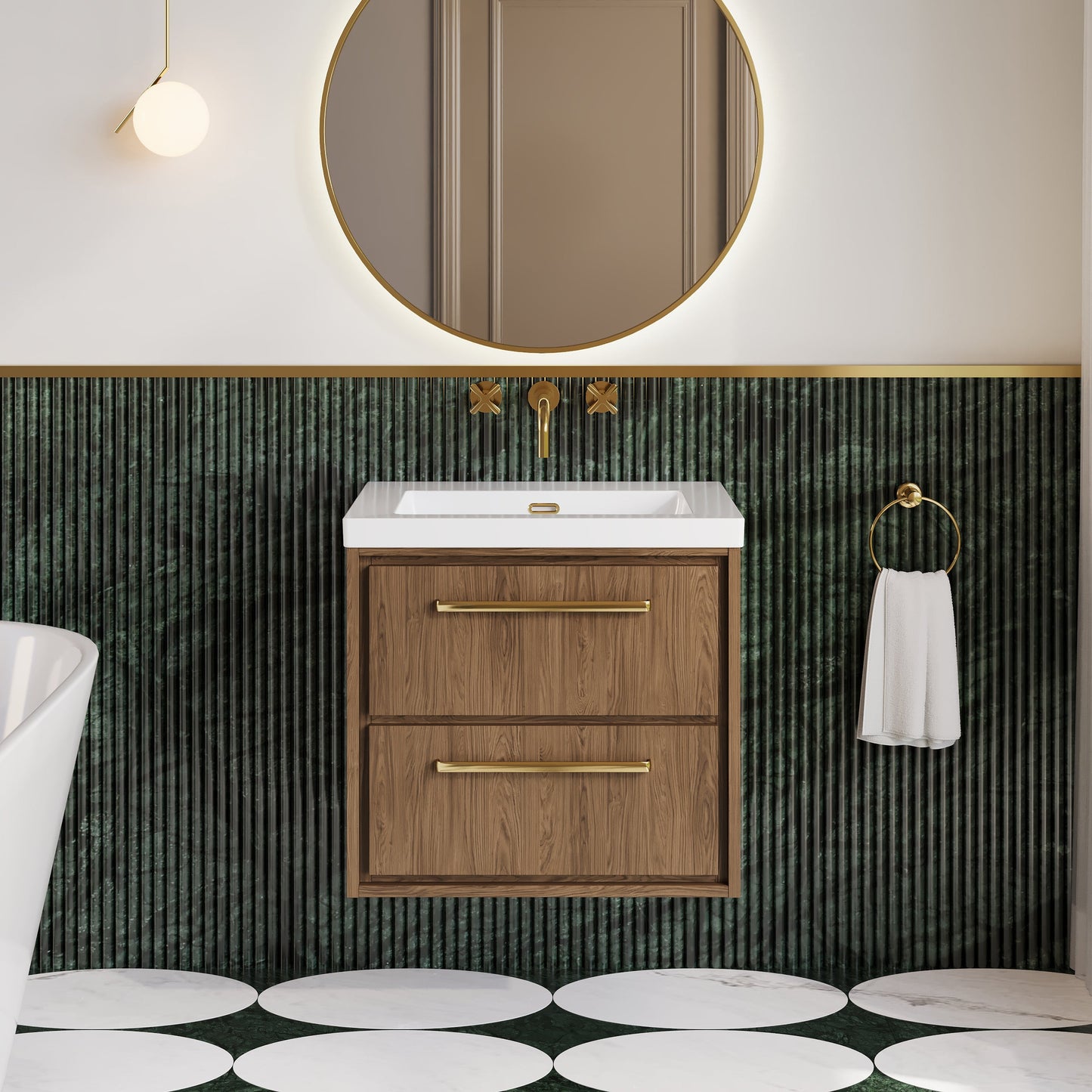 Lille 600mm Wall Hung 2-Drawer Vanity with Basin - 0 Tap Hole