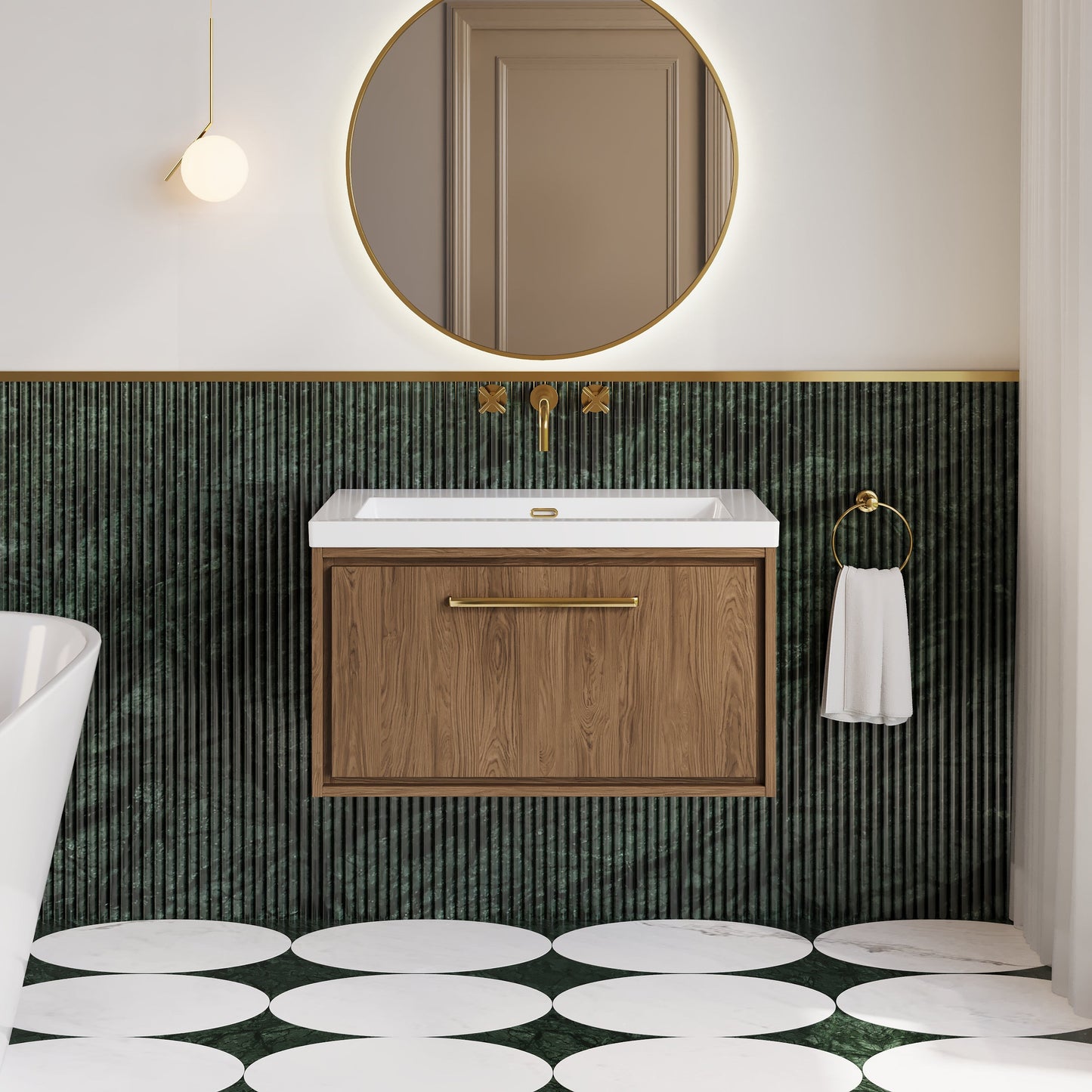 Lille 800mm Wall Hung Single Drawer Vanity with Basin - 0 Tap Hole