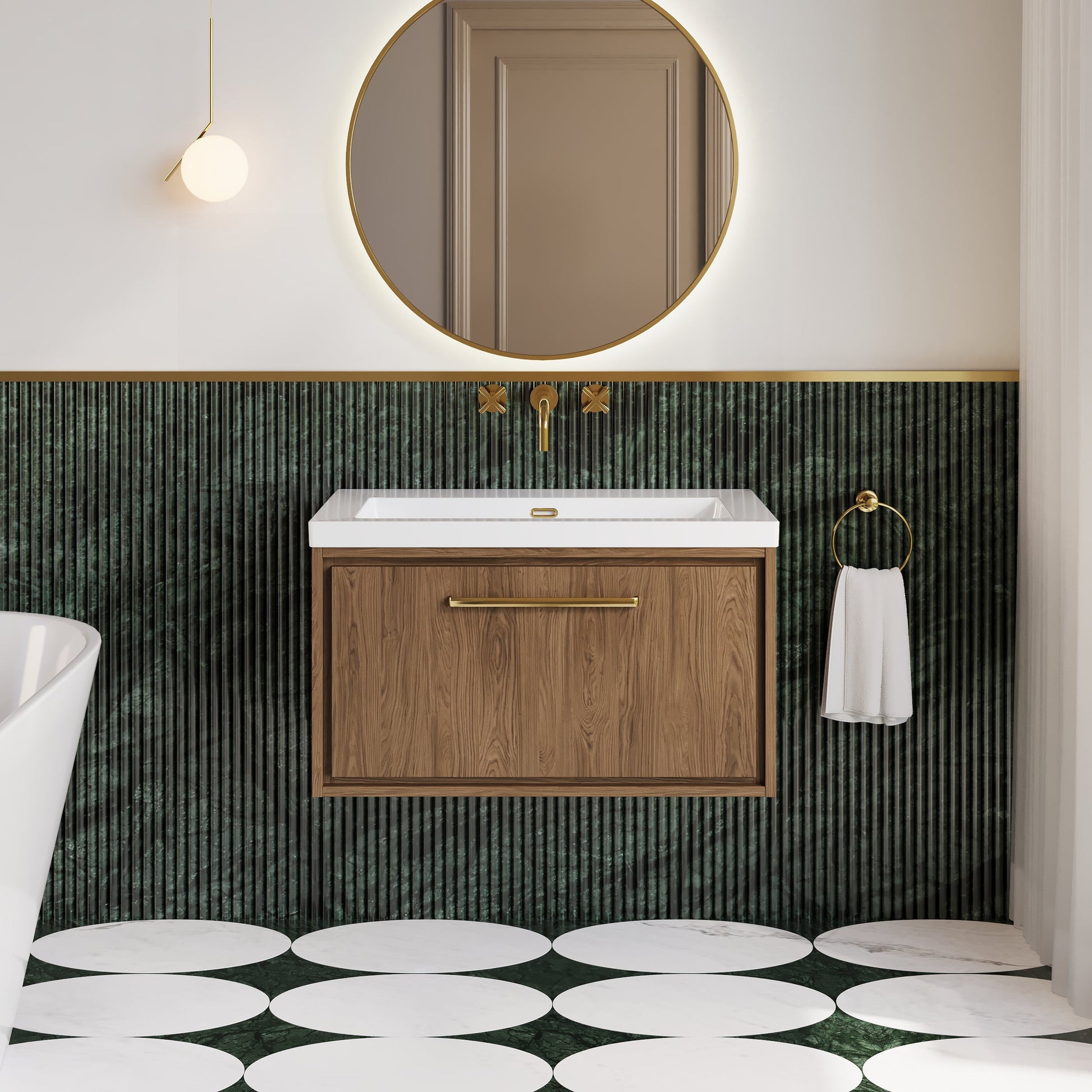 Lille 800mm Wall Hung Single Drawer Vanity with Basin - 0 Tap Hole