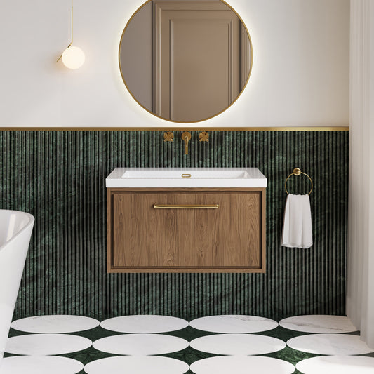 Lille 800mm Wall Hung Single Drawer Vanity with Basin - 0 Tap Hole
