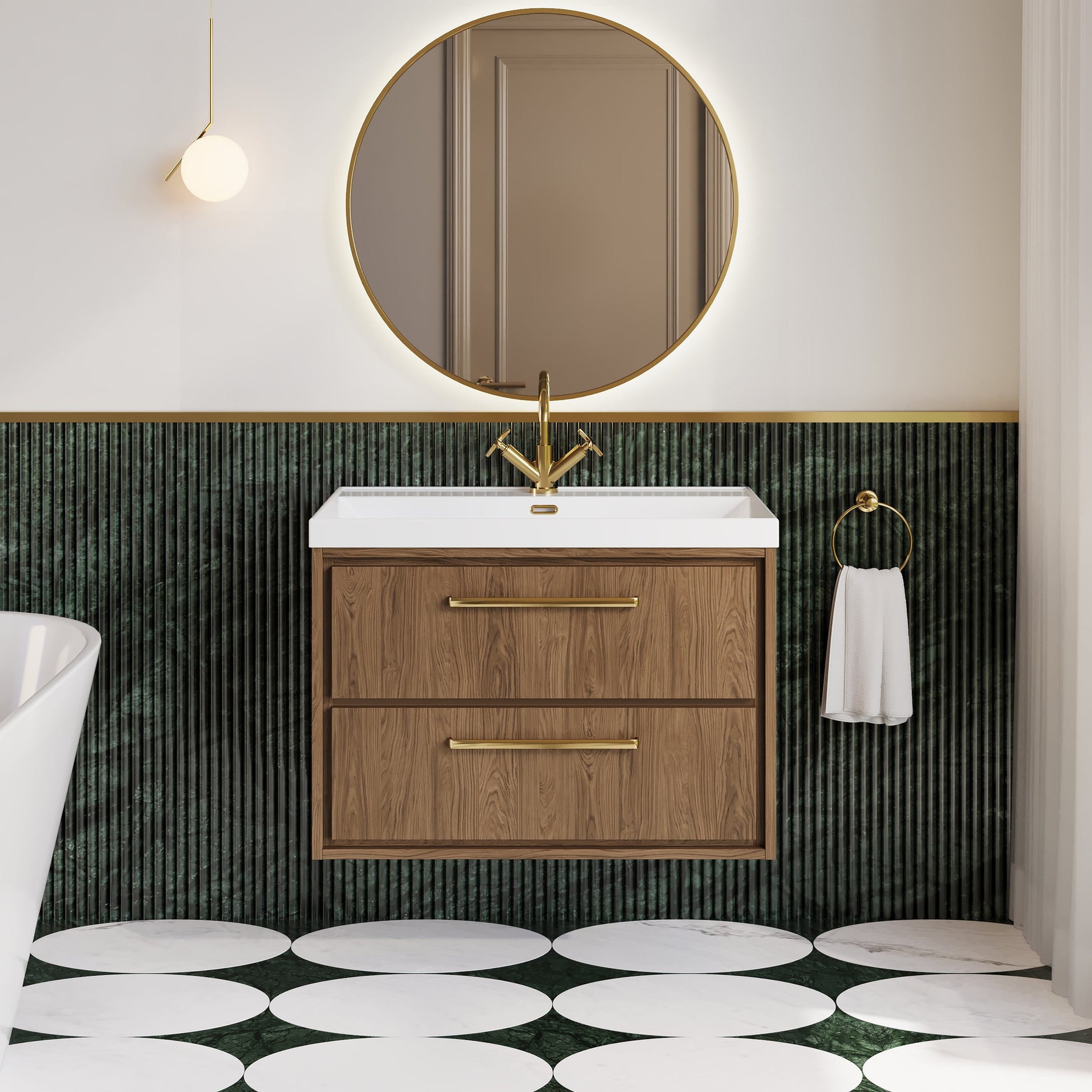 Lille 800mm Wall Hung 2-Drawer Vanity with Basin - 1 Tap Hole
