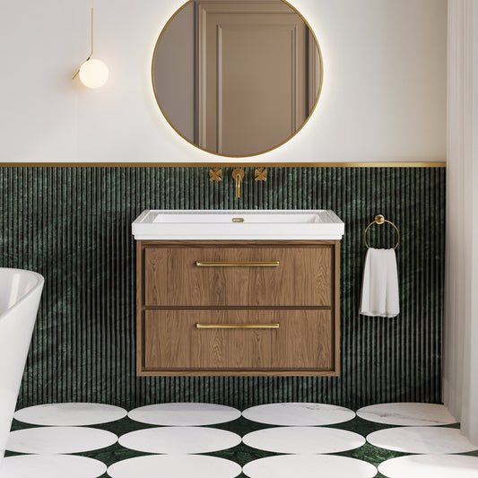 Lille 800mm Wall Hung 2-Drawer Vanity with Basin - 0 Tap Hole