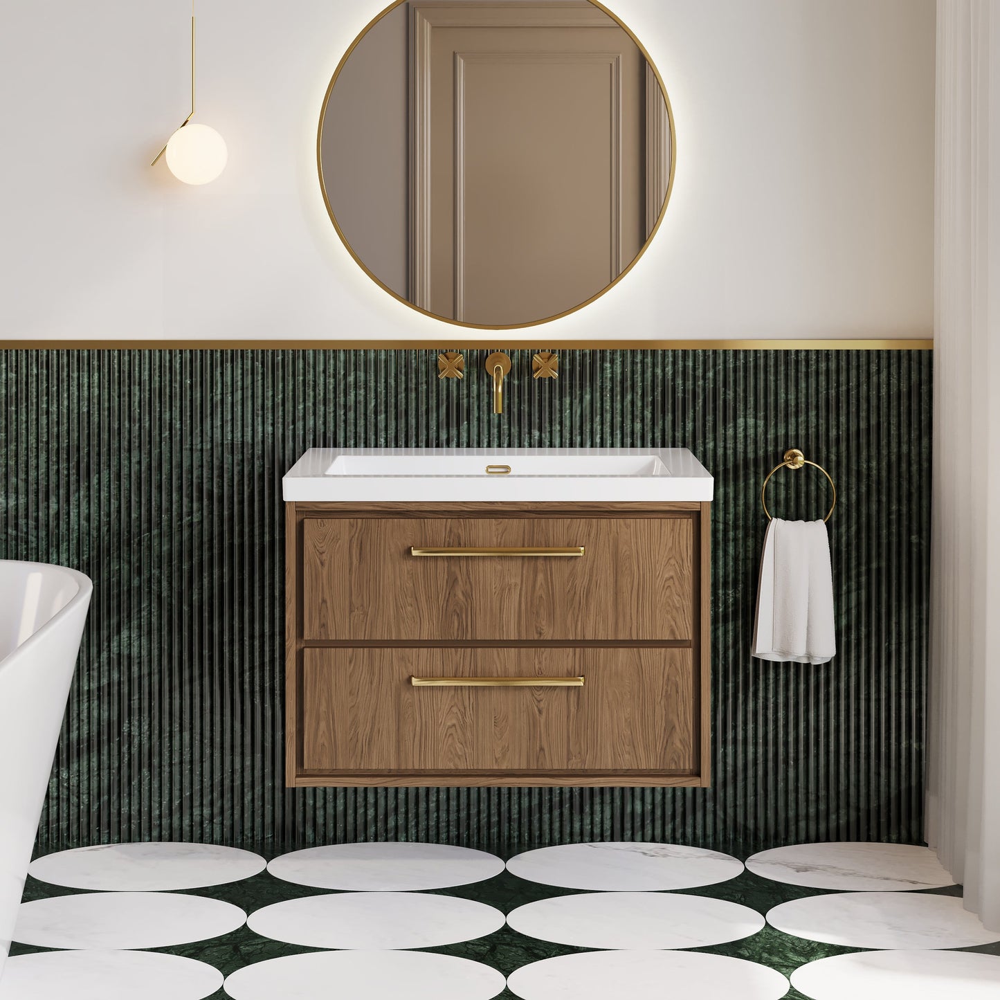 Lille 800mm Wall Hung 2-Drawer Vanity with Basin - 0 Tap Hole