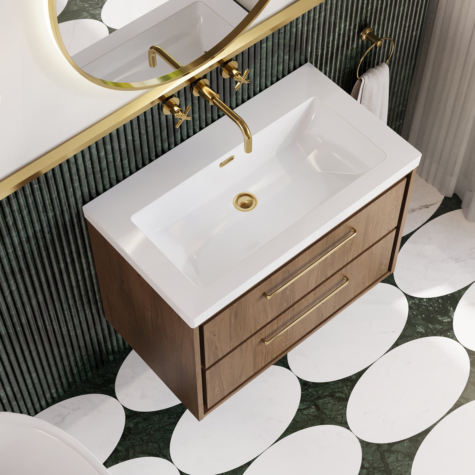 Lille 800mm Wall Hung 2-Drawer Vanity with Basin - 0 Tap Hole