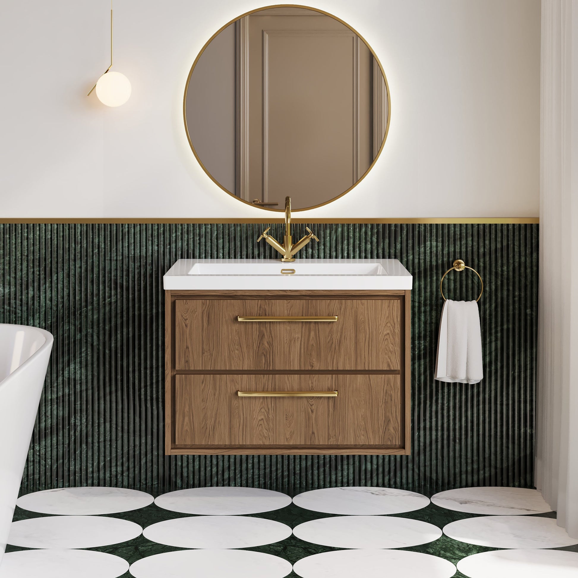 Lille 800mm Wall Hung 2-Drawer Vanity with Basin - 1 Tap Hole