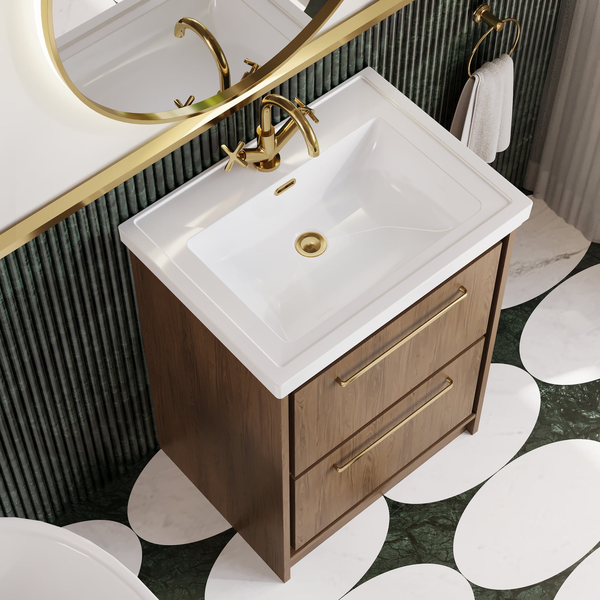 Lille 600mm Floor Standing 2-Drawer Vanity with Basin - 1 Tap Hole