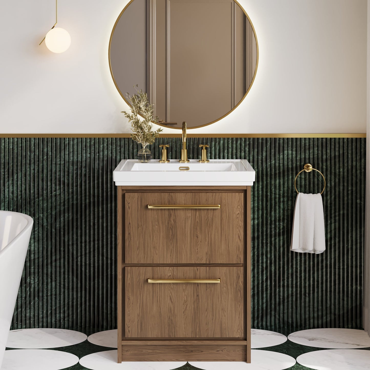Lille 600mm Floor Standing 2-Drawer Vanity with Basin - 3 Tap Hole