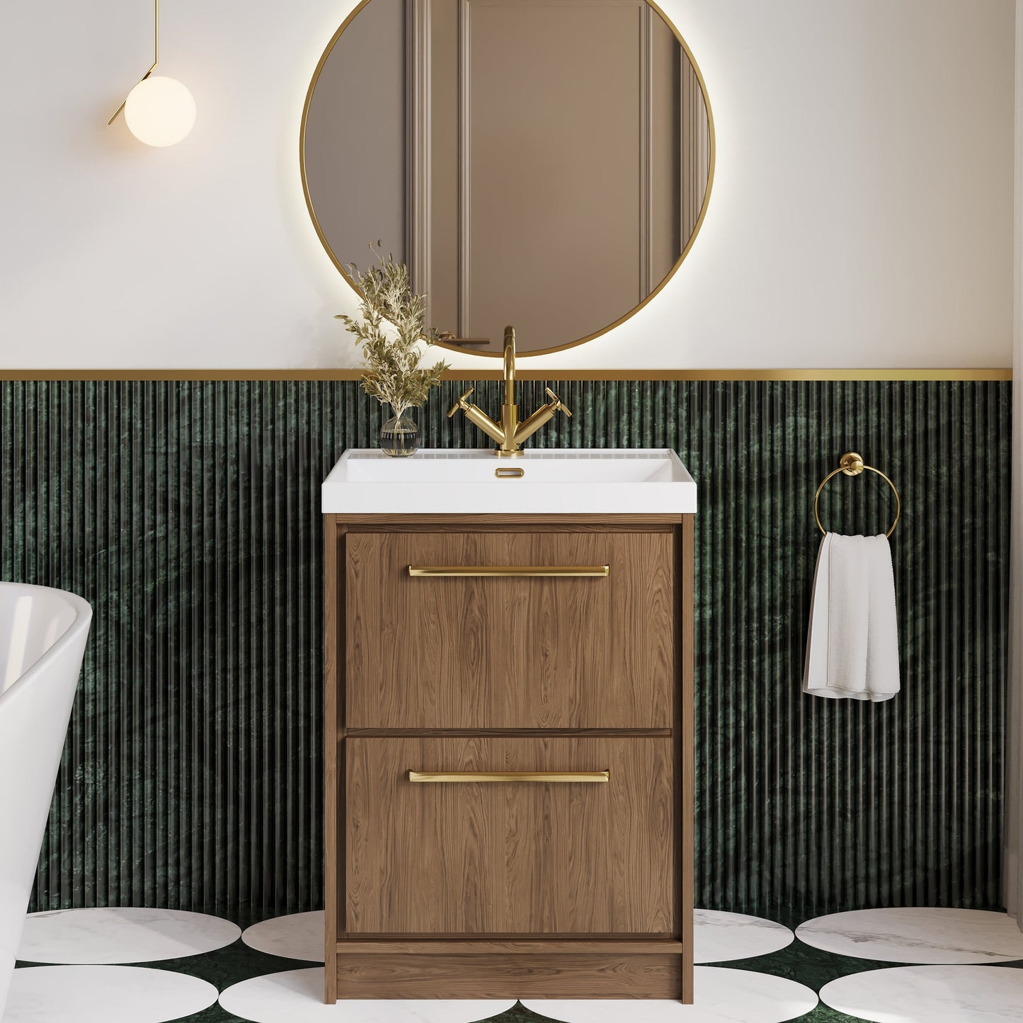 Lille 600mm Floor Standing 2-Drawer Vanity with Basin - 1 Tap Hole