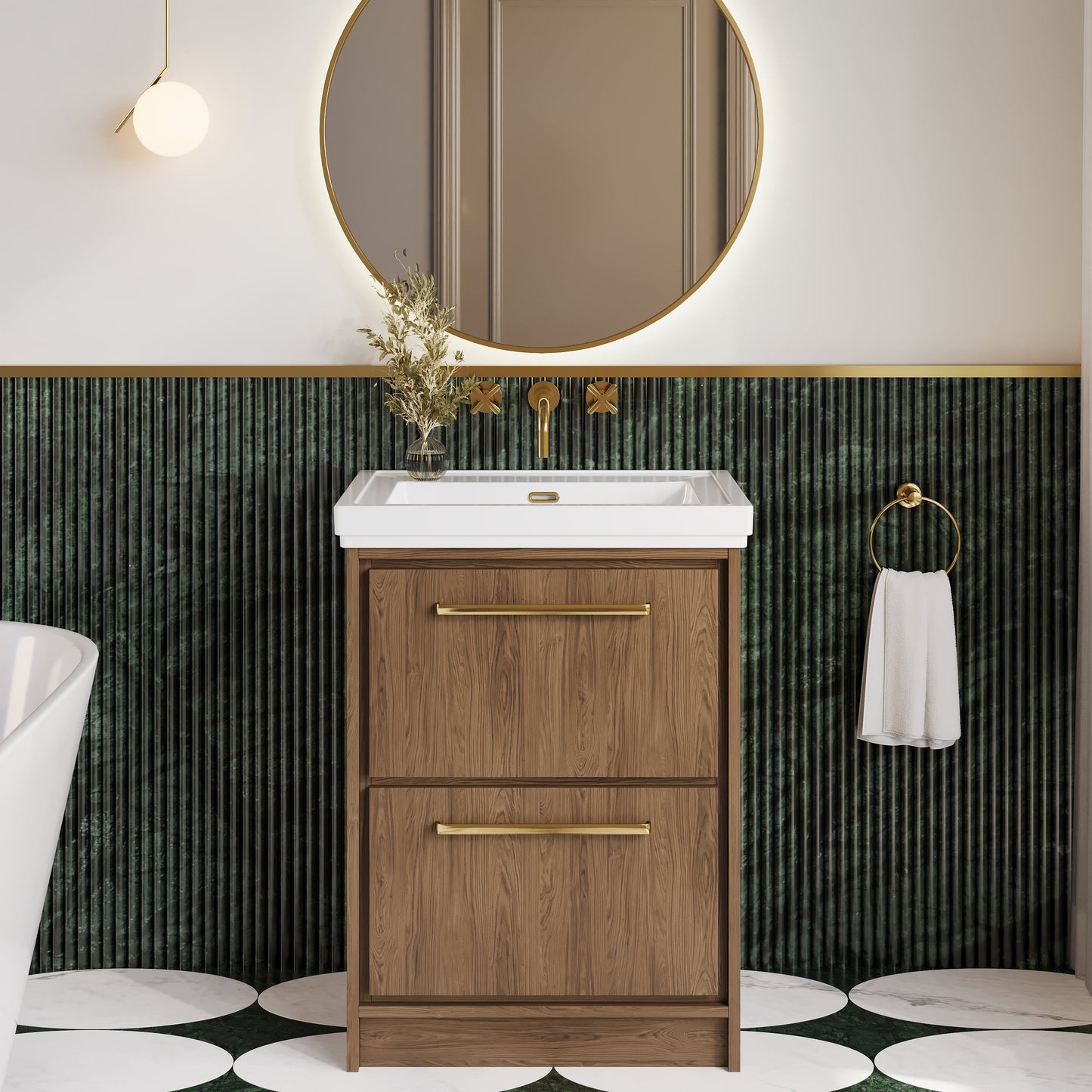 Lille 600mm Floor Standing 2-Drawer Vanity with Basin - 0 Tap Hole