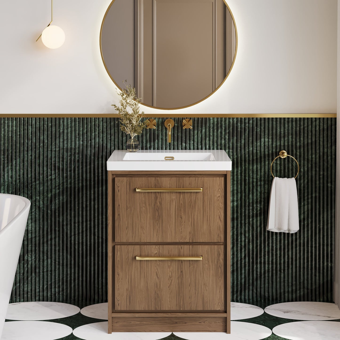 Lille 600mm Floor Standing 2-Drawer Vanity with Basin - 0 Tap Hole