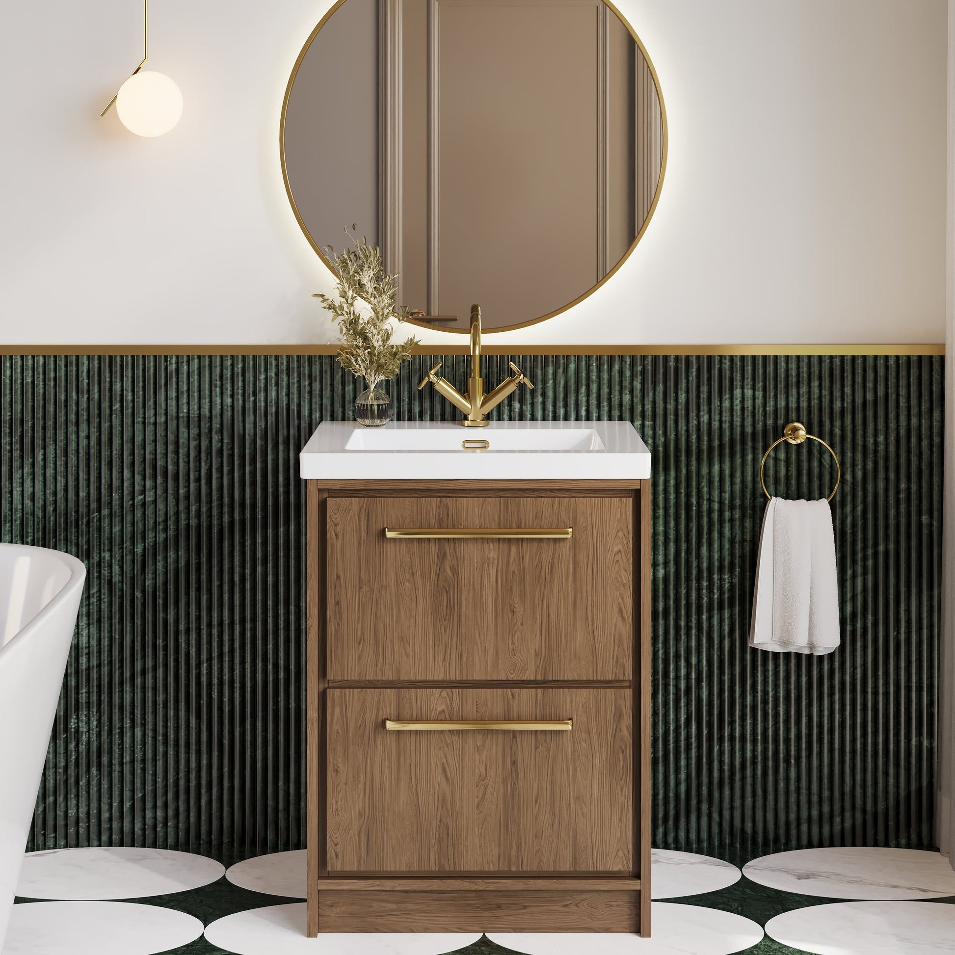 Lille 600mm Floor Standing 2-Drawer Vanity with Basin - 1 Tap Hole