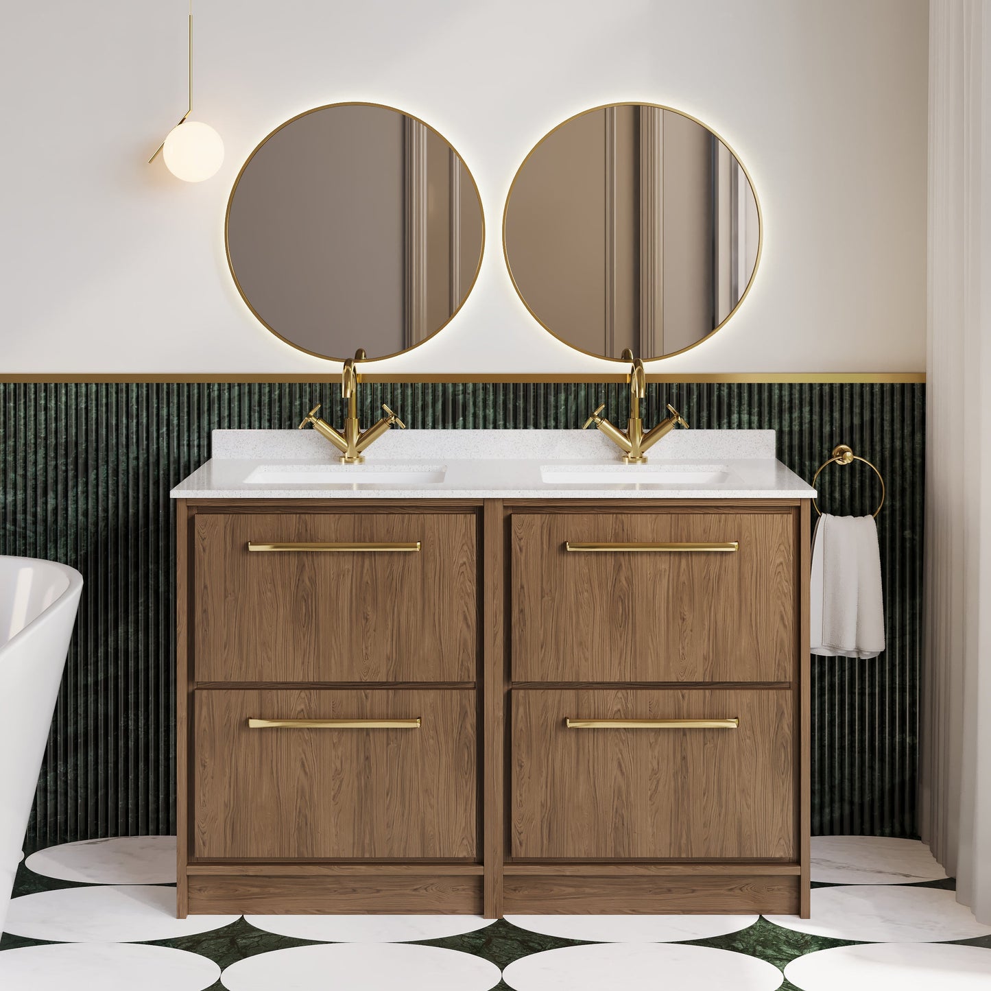 Lille 1200mm Floor Standing 4-Drawer Vanity with Marble Worktop Basin