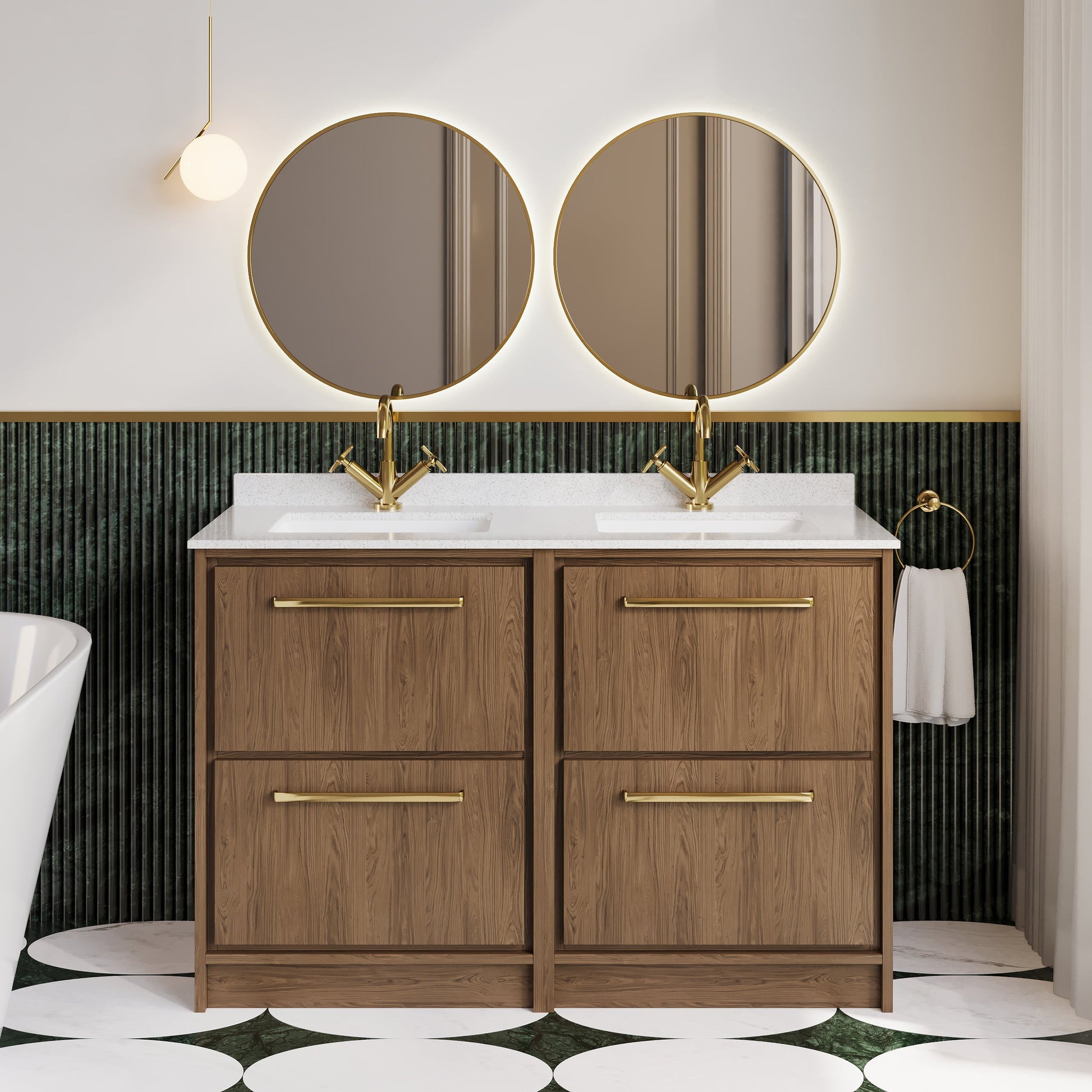Lille 1200mm Floor Standing 4-Drawer Vanity with Marble Worktop Basin