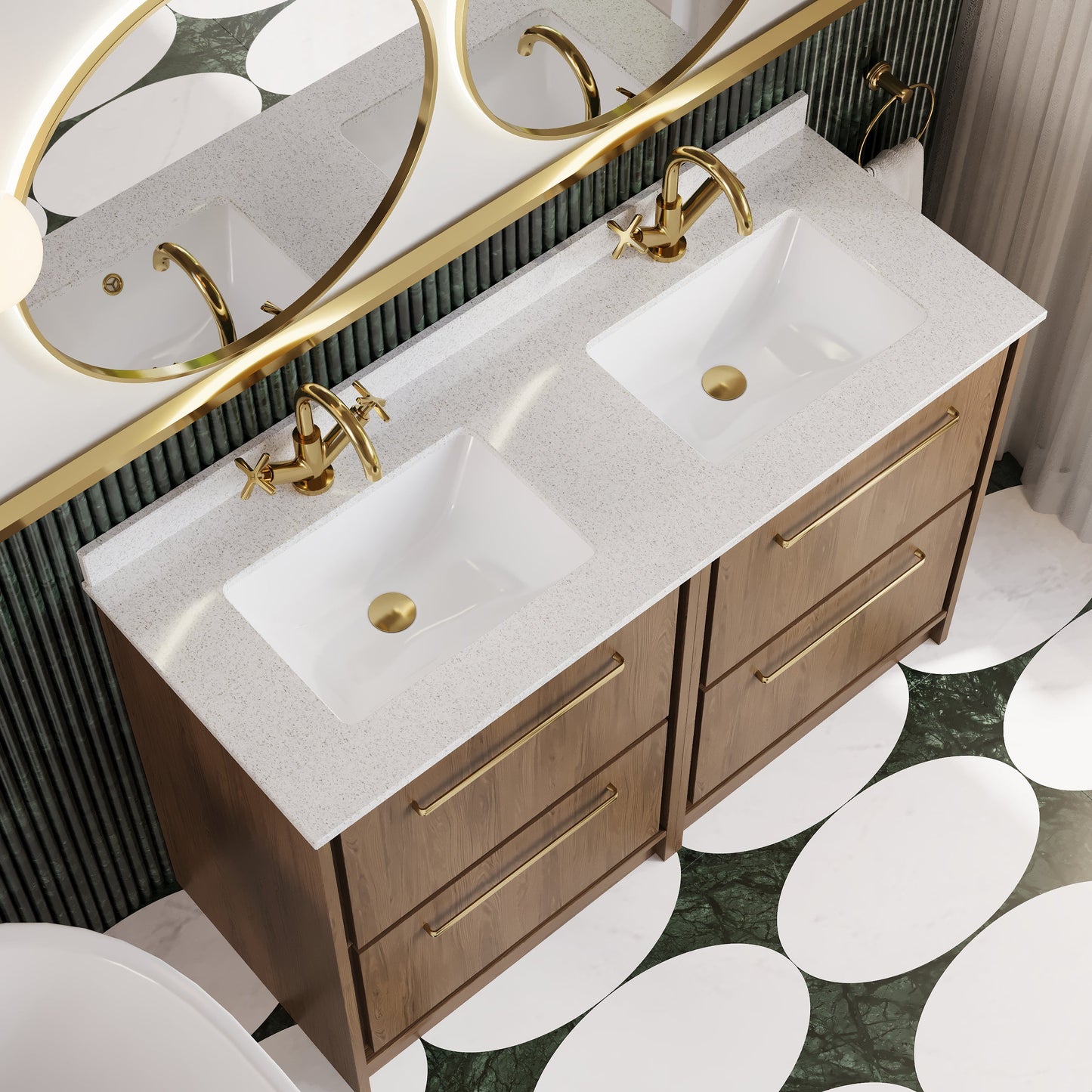 Lille 1200mm Floor Standing 4-Drawer Vanity with Marble Worktop Basin
