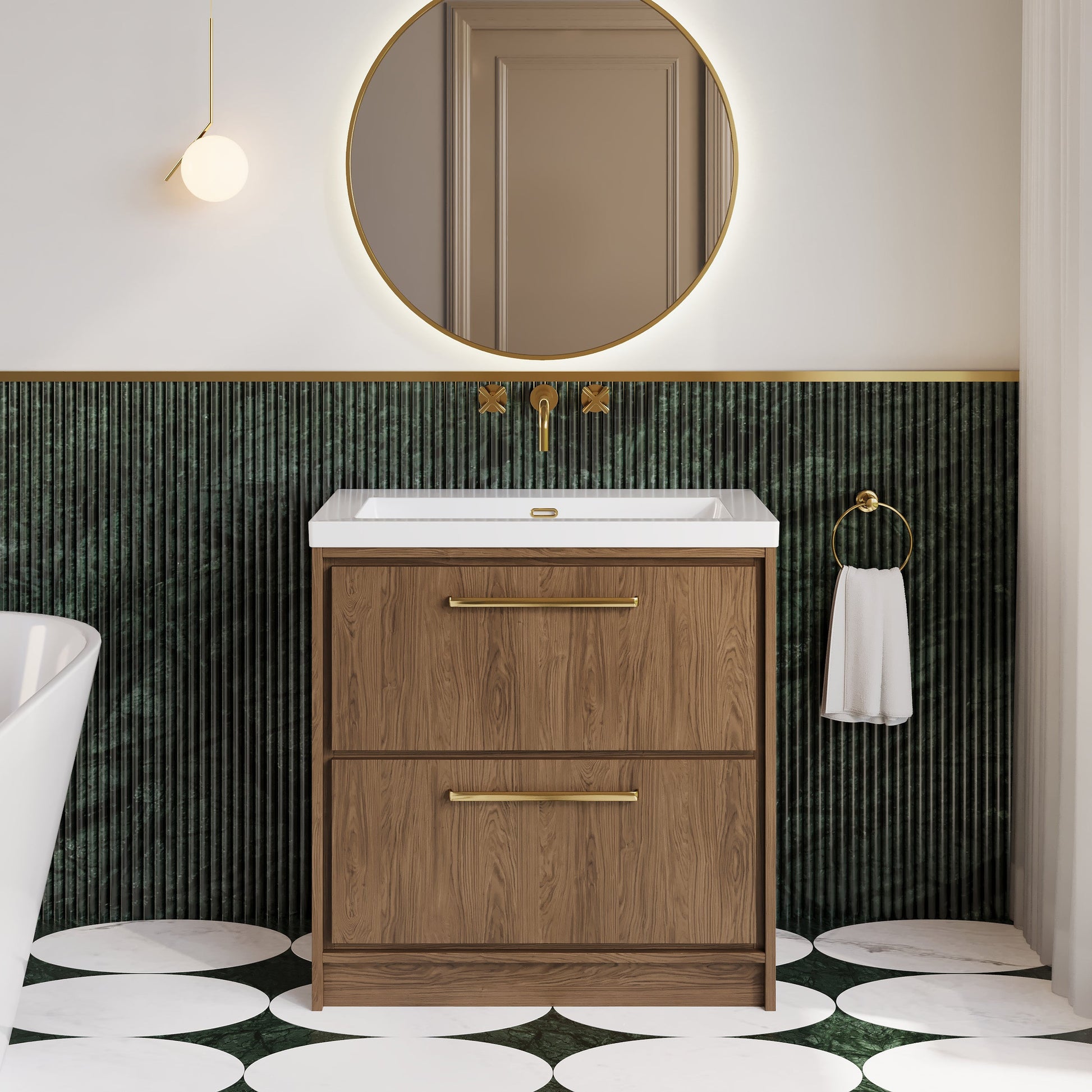 Lille 800mm Floor Standing 2-Drawer Vanity with Basin - 0 Tap Hole