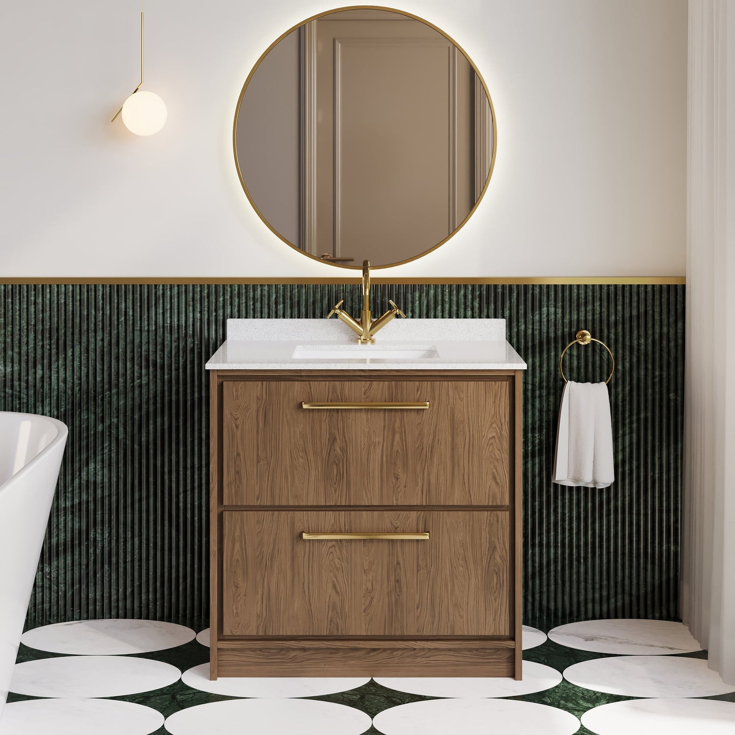 Hudson Reed Lille 800mm Floor Standing 2-Drawer Vanity Unit with Basin With Soft Close Drawers, 1 Tap Hole