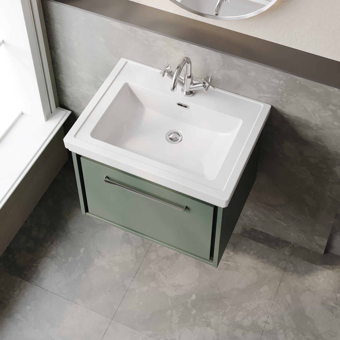Lille 600mm Wall Hung Single Drawer Vanity with Basin - 1 Tap Hole