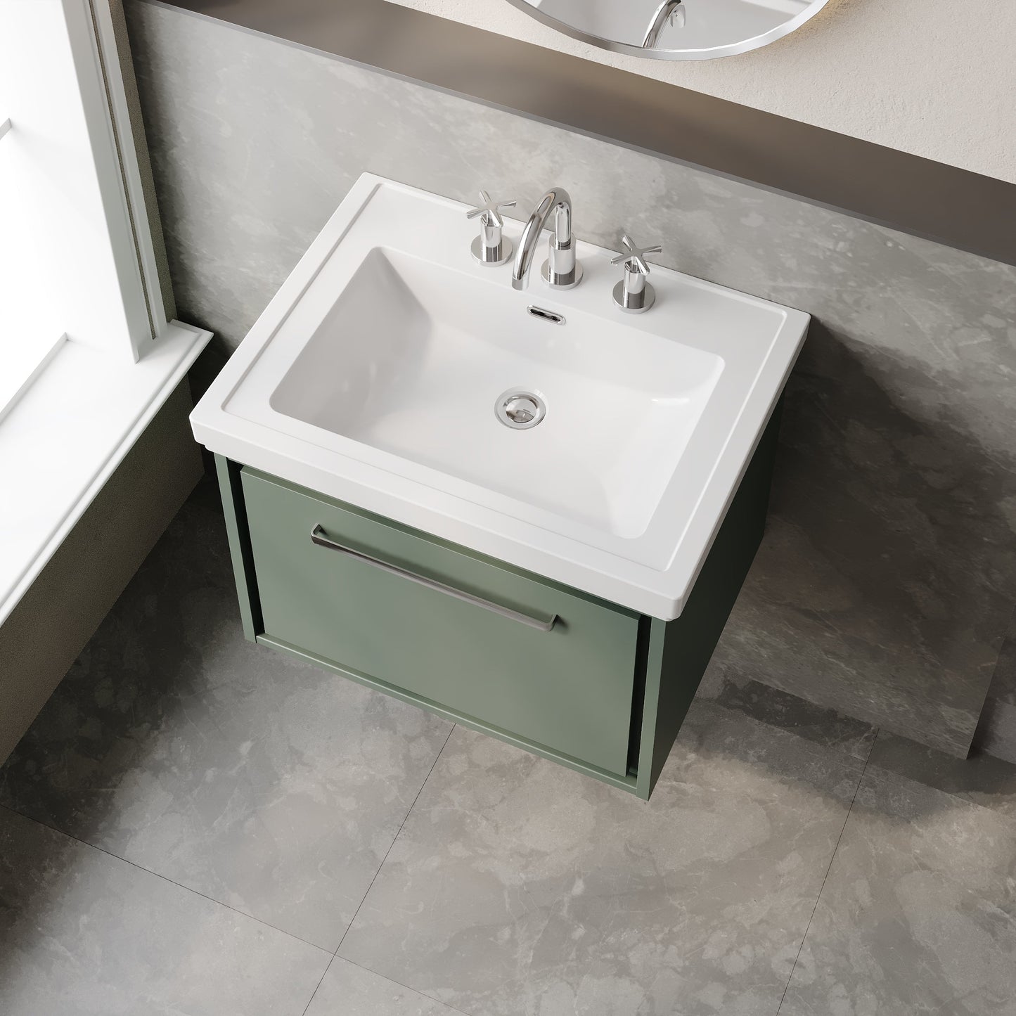 Lille 600mm Wall Hung Single Drawer Vanity with Basin - 3 Tap Hole